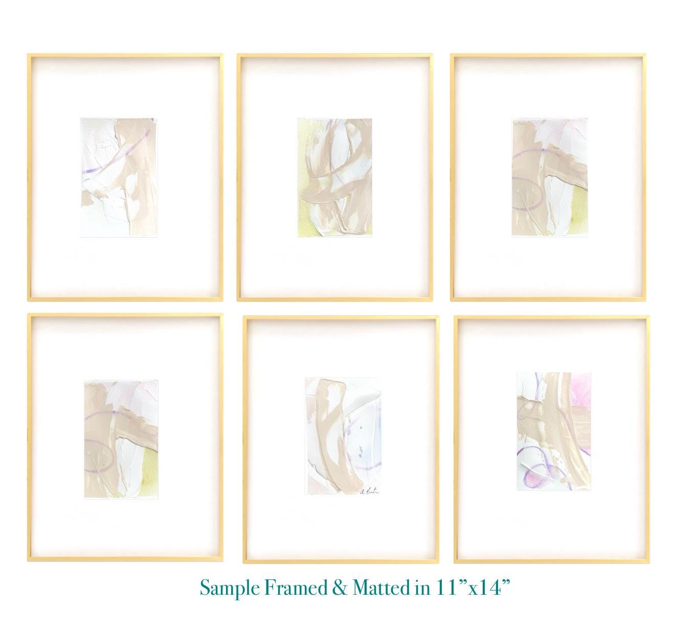 Original Abstract Artwork, Set of 6, Mixed Media, 5" x 7", Original Artwork, Pink Art, Blue Art, Neutral Artwork, Pastel Wall Decor