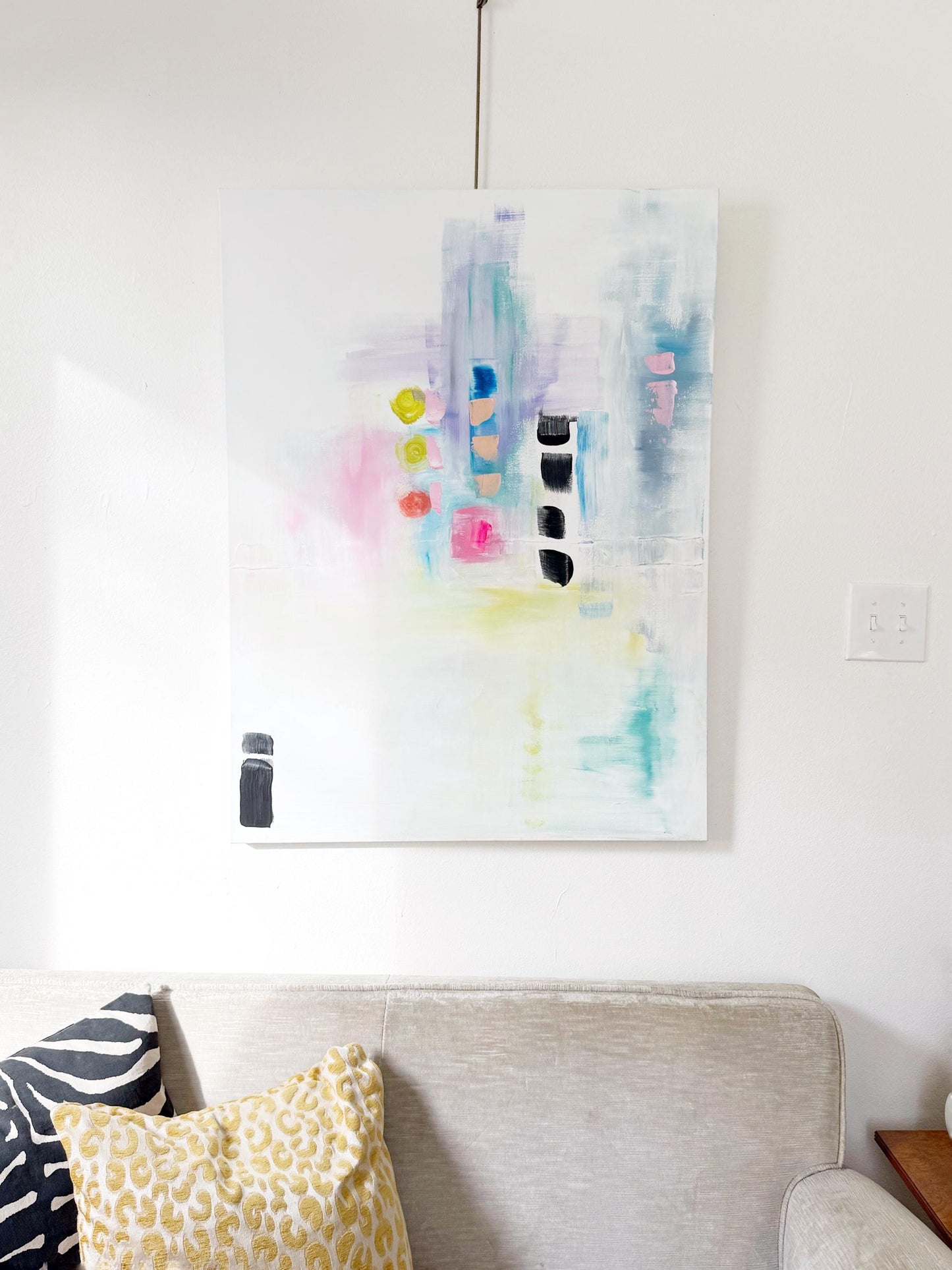 Original Abstract Mixed Media Painting on canvas, Size 30”x40”, White Abstract Painting, Texture Painting on Stretched Canvas