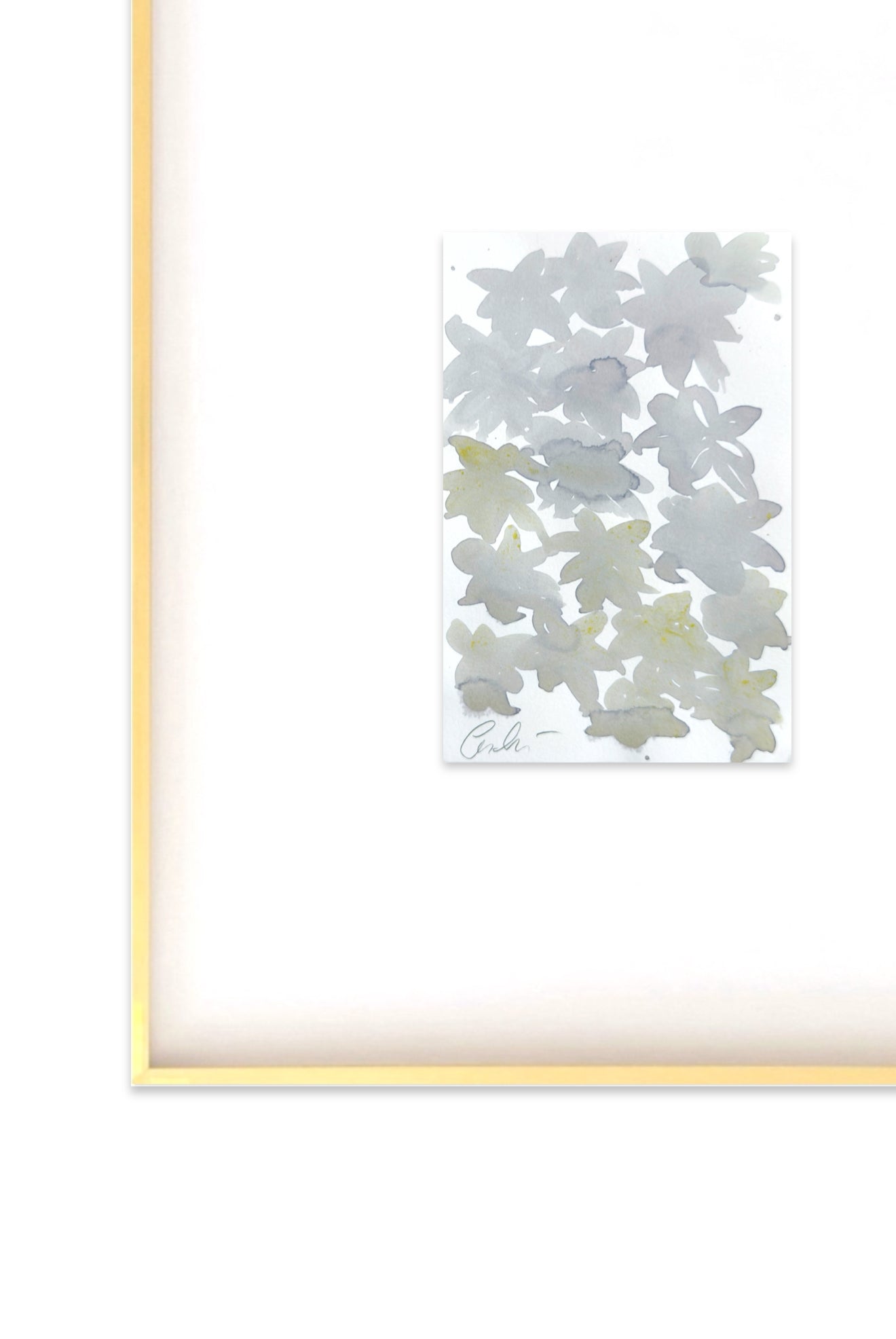 Original Abstract Watercolor Painting, Framed in Gold Metal Gallery Frame