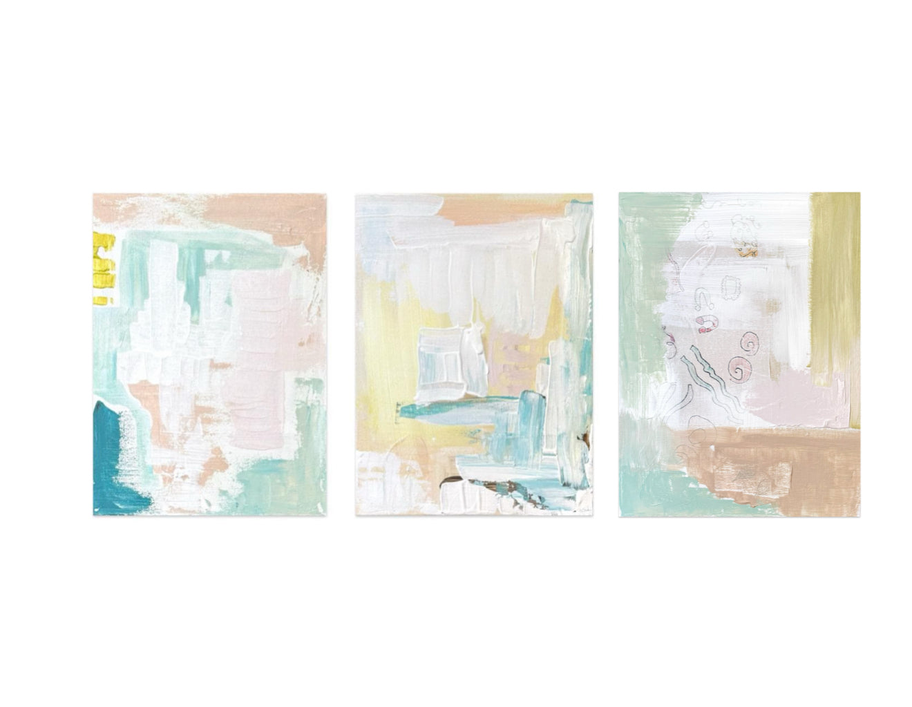 Original Abstract Mixed Media Paintings on Stretched Canvas, 16x20