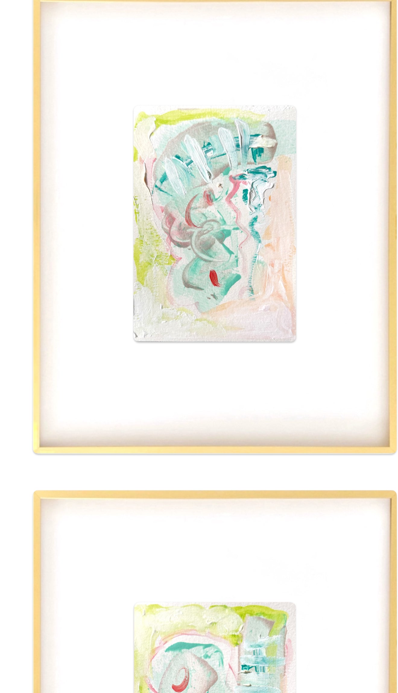 Original Abstract Watercolor Paintings, Set of Four, Framed, Pink, Blue, Green, Abstract Artwork