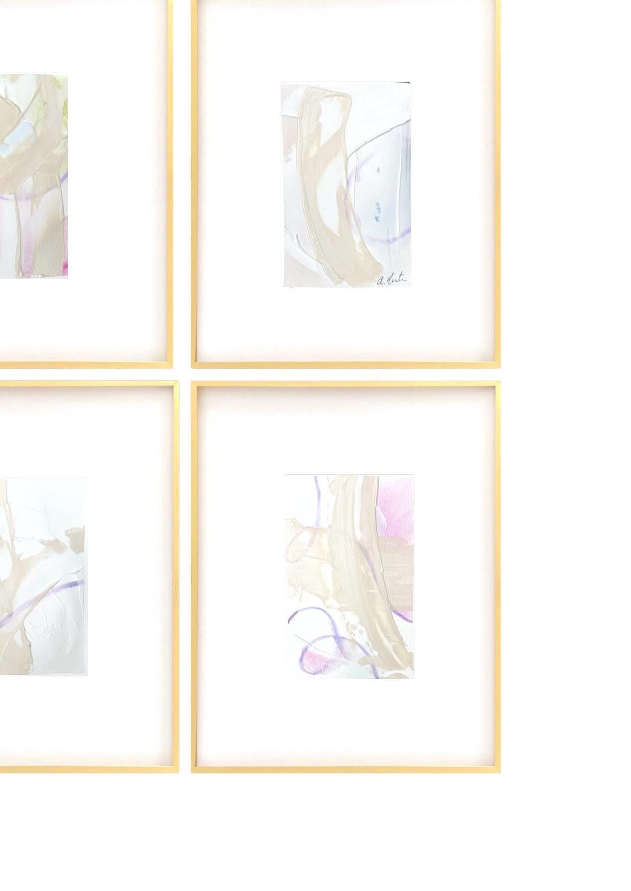 Original Abstract Artwork, Set of 6, Mixed Media, 5" x 7", Original Artwork, Pink Art, Blue Art, Neutral Artwork, Pastel Wall Decor