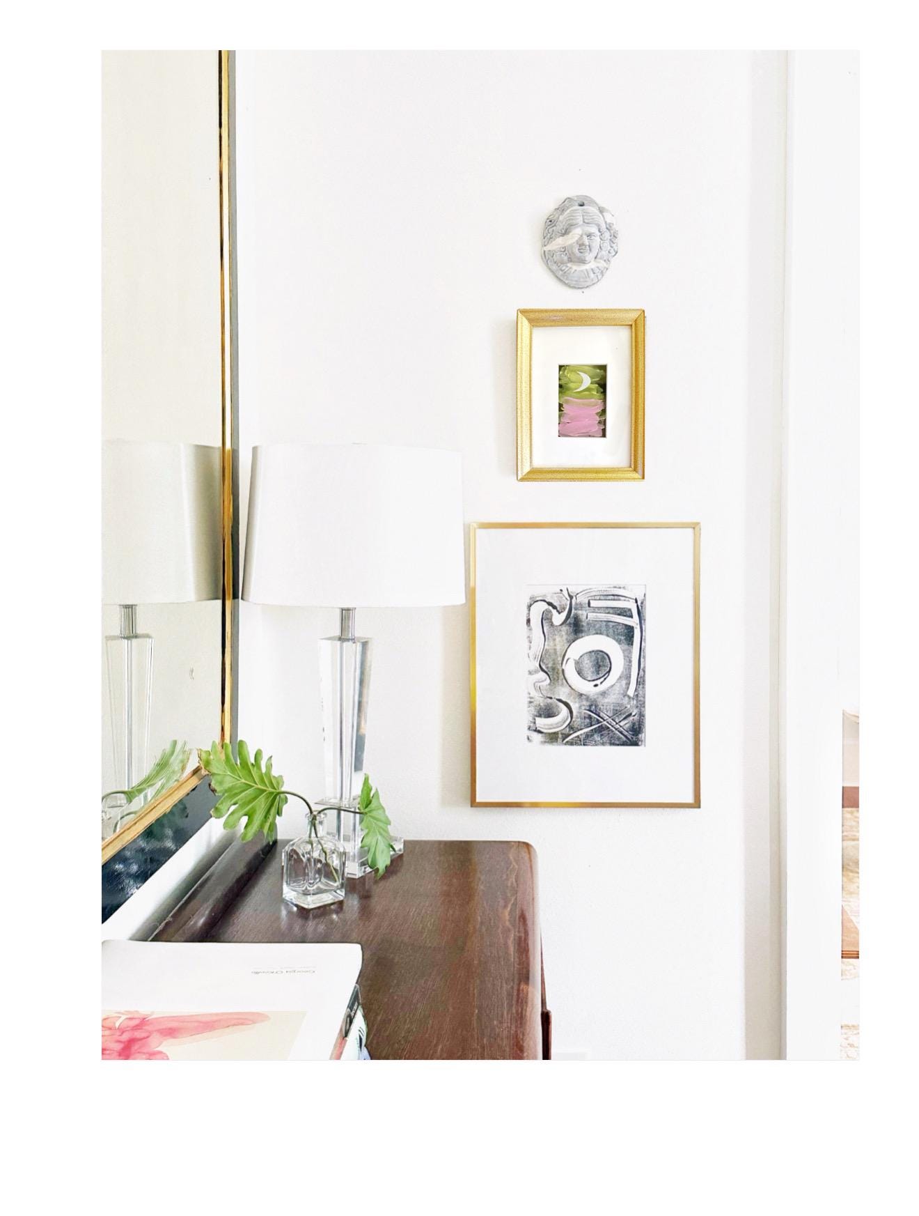 Original Abstract Mixed Media Painting, Framed in 5”x7” Vintage Gold-Leafed Frame, Abstract Wall Art, Framed Abstract Art, Small Framed Art