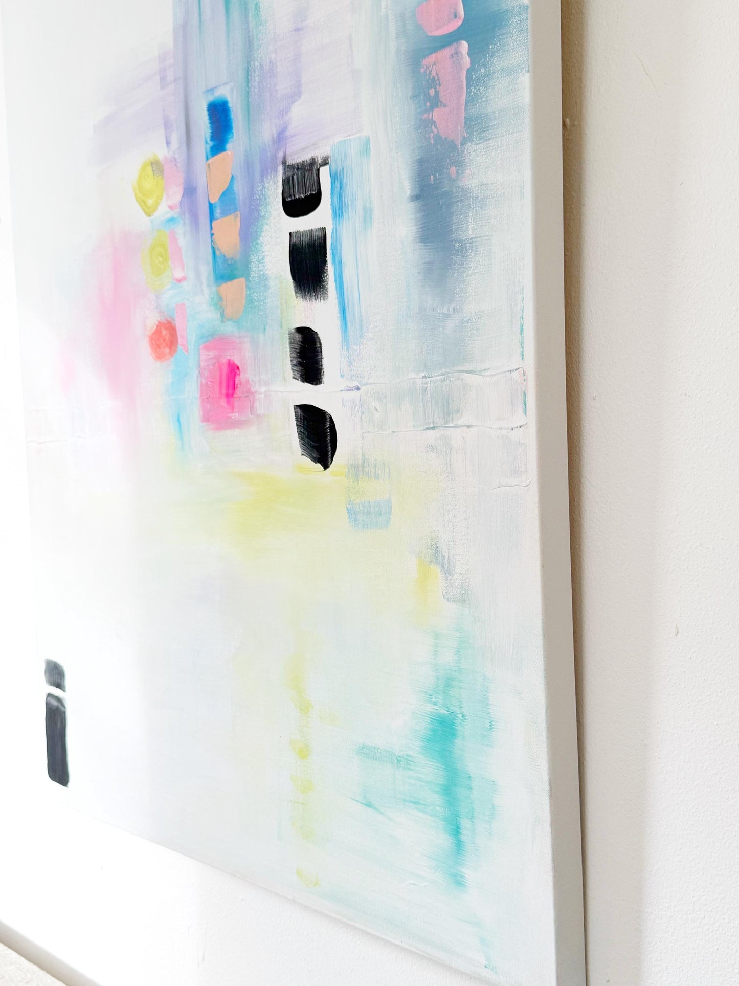 Original Abstract Mixed Media Painting on canvas, Size 30”x40”, White Abstract Painting, Texture Painting on Stretched Canvas