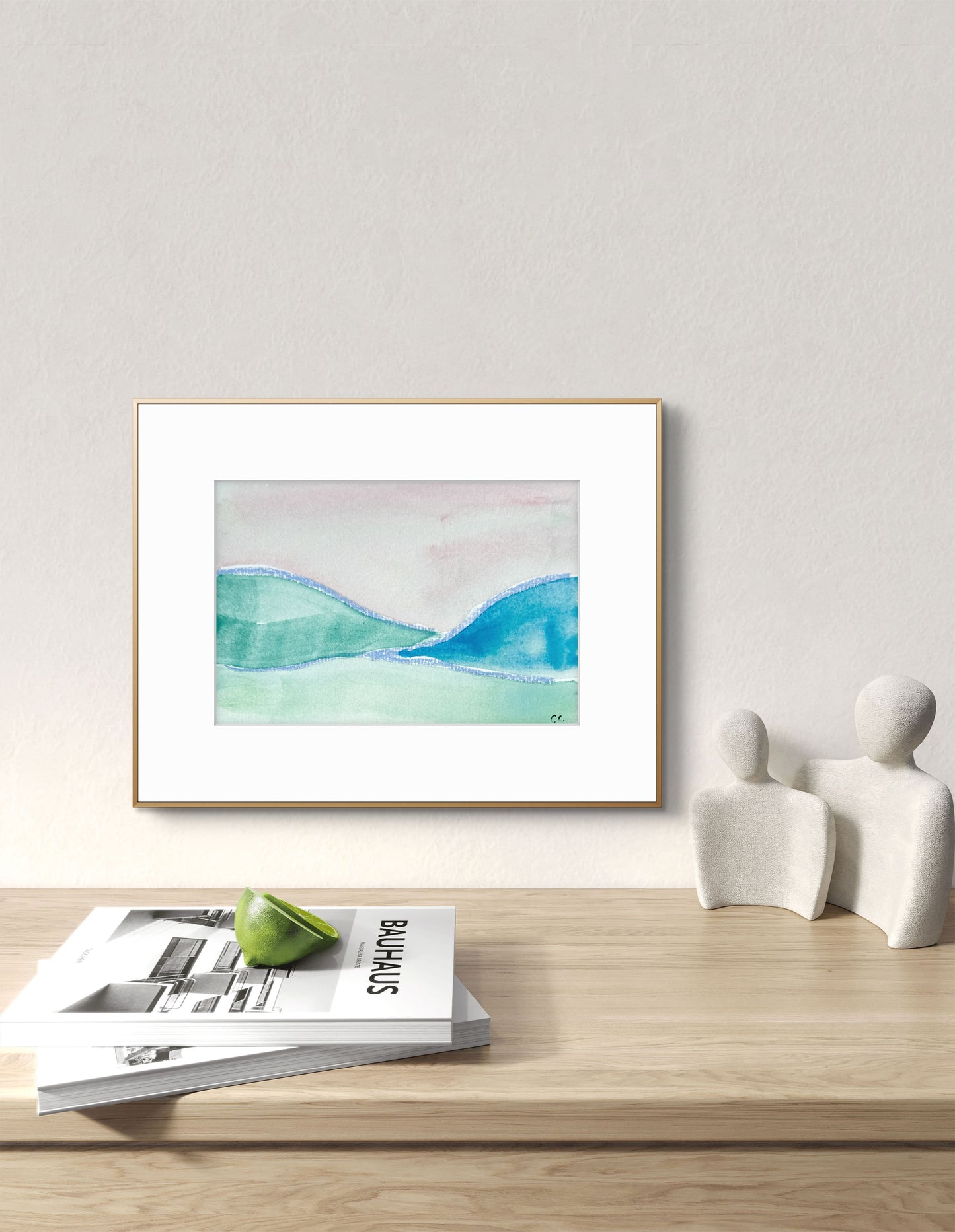 Original Abstract Watercolor Landscape Painting, Digital Print, Digital Download, Blue, Green, and Lavender, Abstract Artwork
