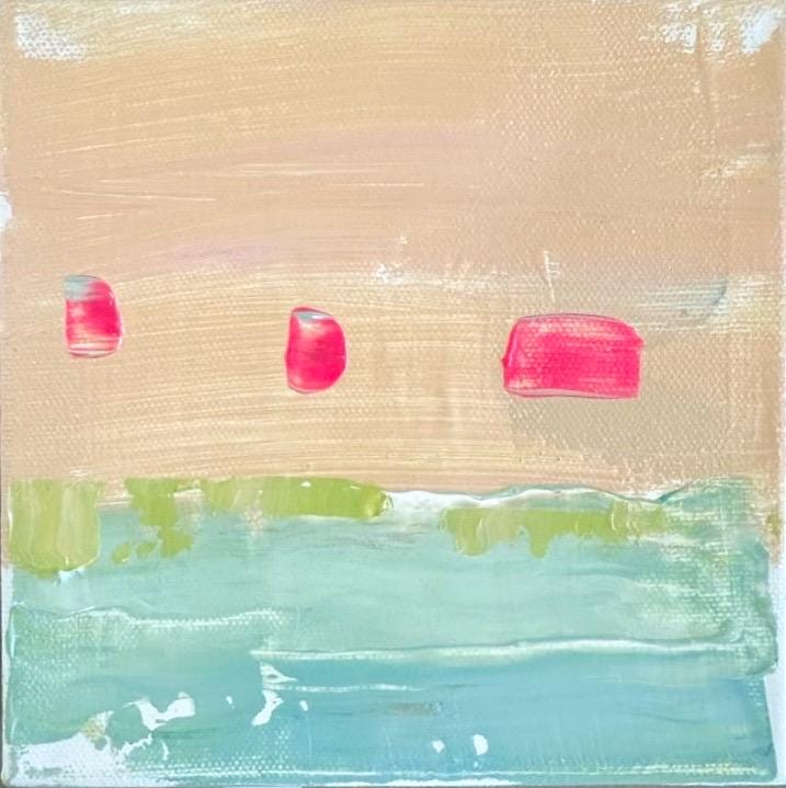 Original Abstract Mixed Media Landscape Painting on Streched Canvas, Abstract Artwork, Small Landscape, Abstract Art
