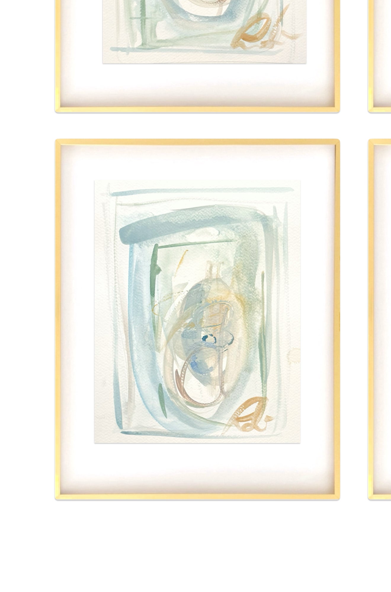 Set of Four Original Abstract Watercolor Paintings on Paper, 8x10