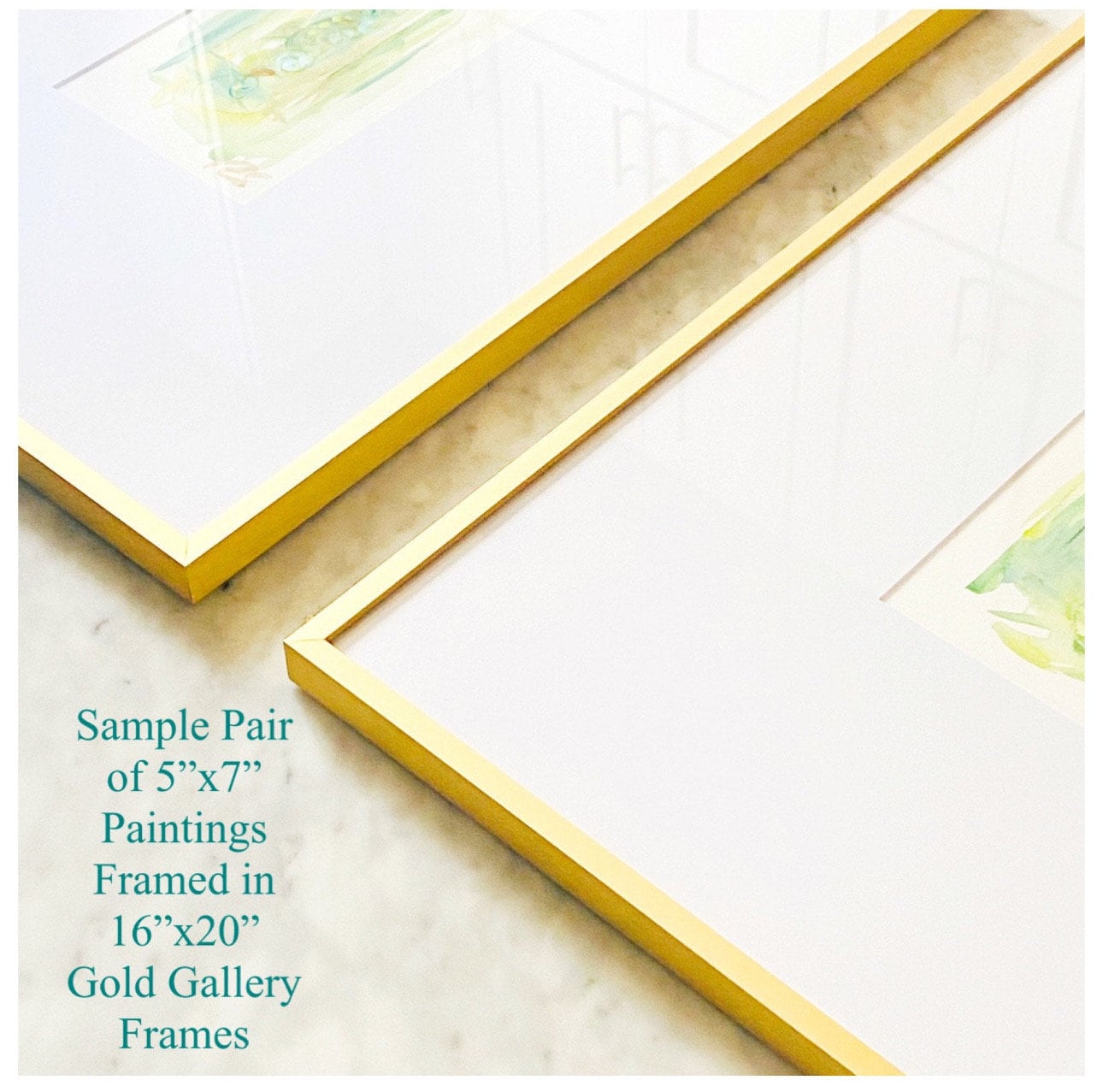 Abstract Watercolor Painting, Set of 3, 5"x7”, White Mat 11”x14”, Abstract Wall Art, Original Watercolor Painting, Turquoise, Pink, Pastel