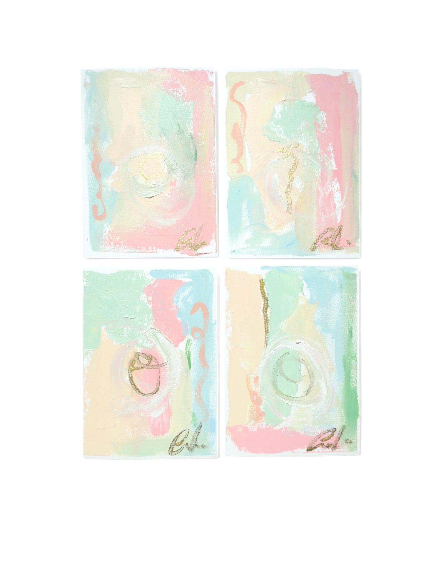 Original Abstract Oil Paintings on Paper, 5x7