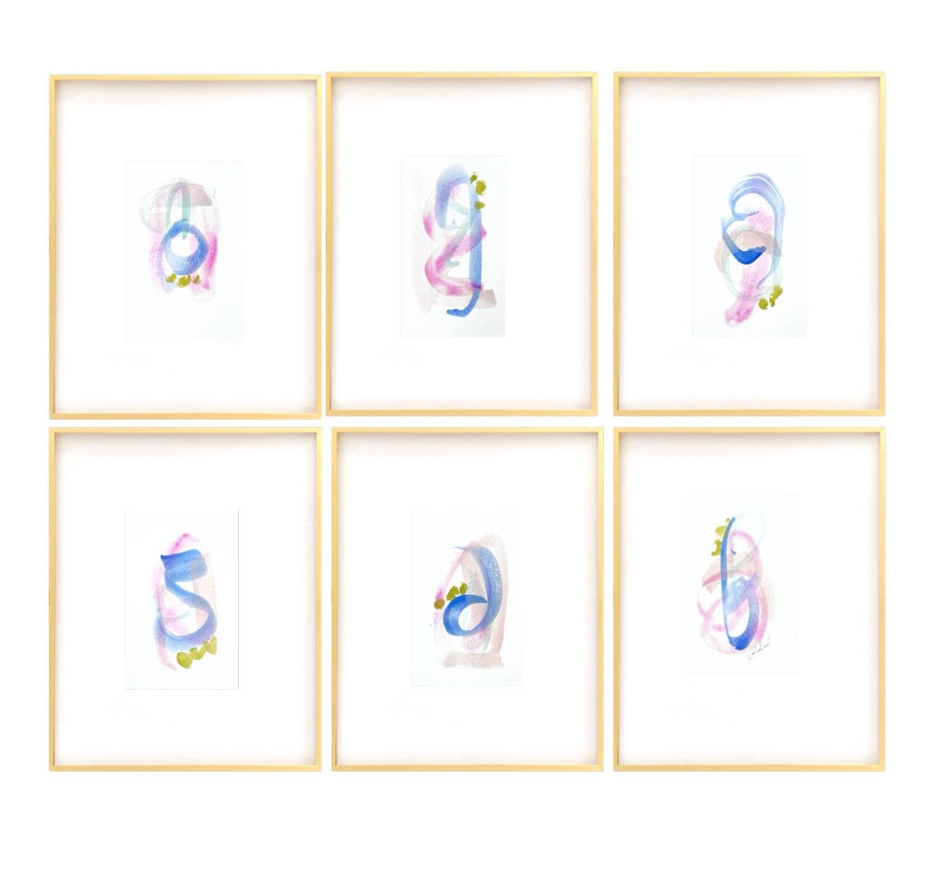 Original Abstract Artwork, Set of 6, Mixed Media, 5" x 7", Original Artwork, Pink Art, Blue Art, Neutral Artwork, Pastel Wall Decor