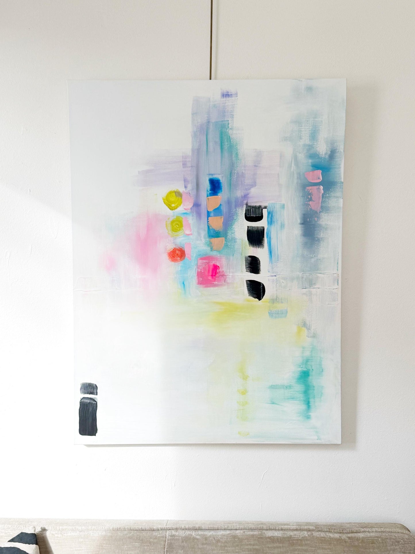 Original Abstract Mixed Media Painting on canvas, Size 30”x40”, White Abstract Painting, Texture Painting on Stretched Canvas
