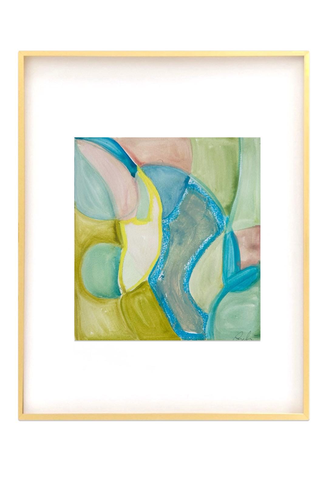 Original Abstract Watercolor Paintings, Set of 3, Framed in 16x20 Gold Metal Gallery Frames, Abstract Artwork, Pastel Art, Watercolor Art
