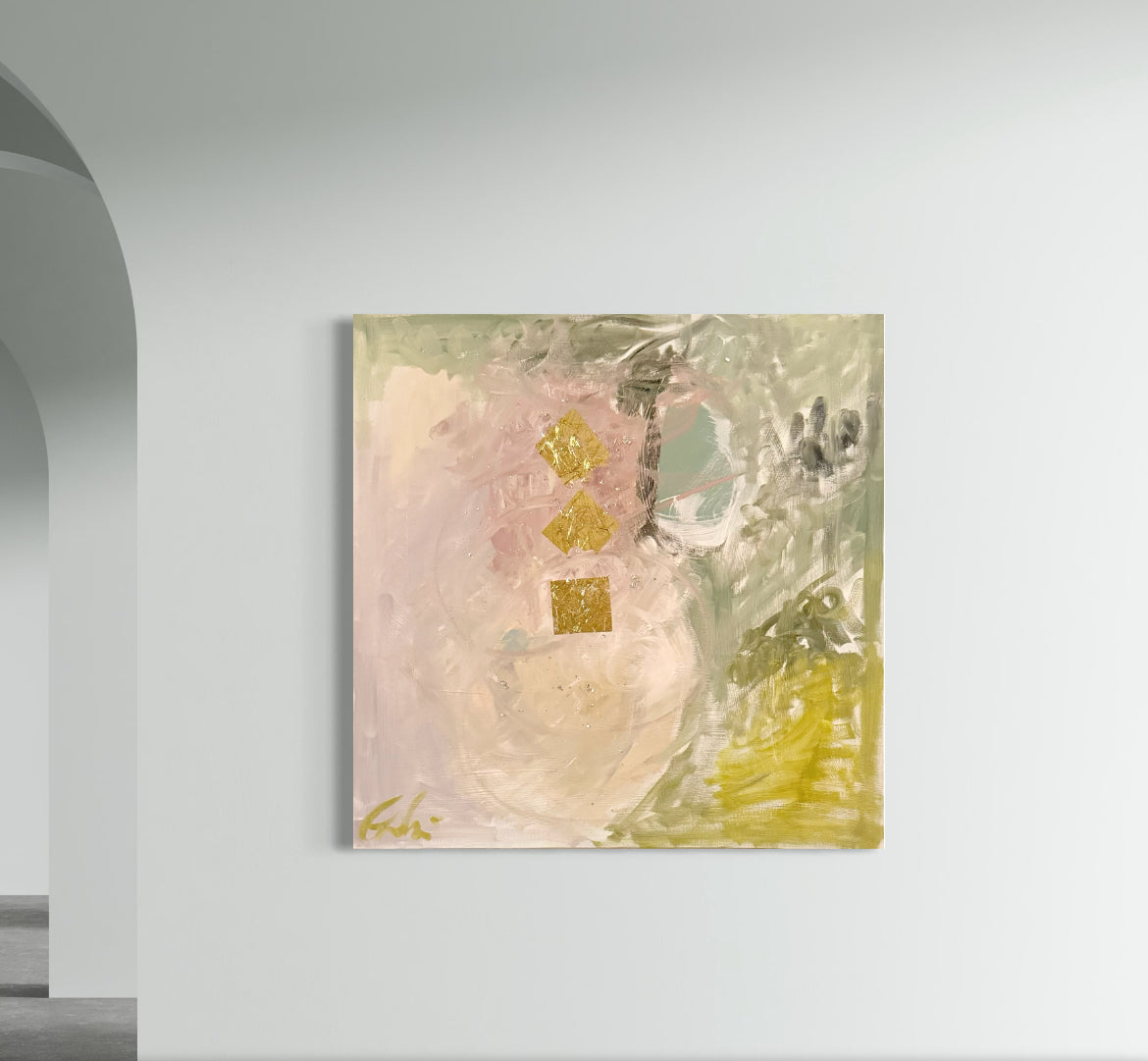 Original Abstract Oil Painting on Stretched Canvas, 30”x30”
