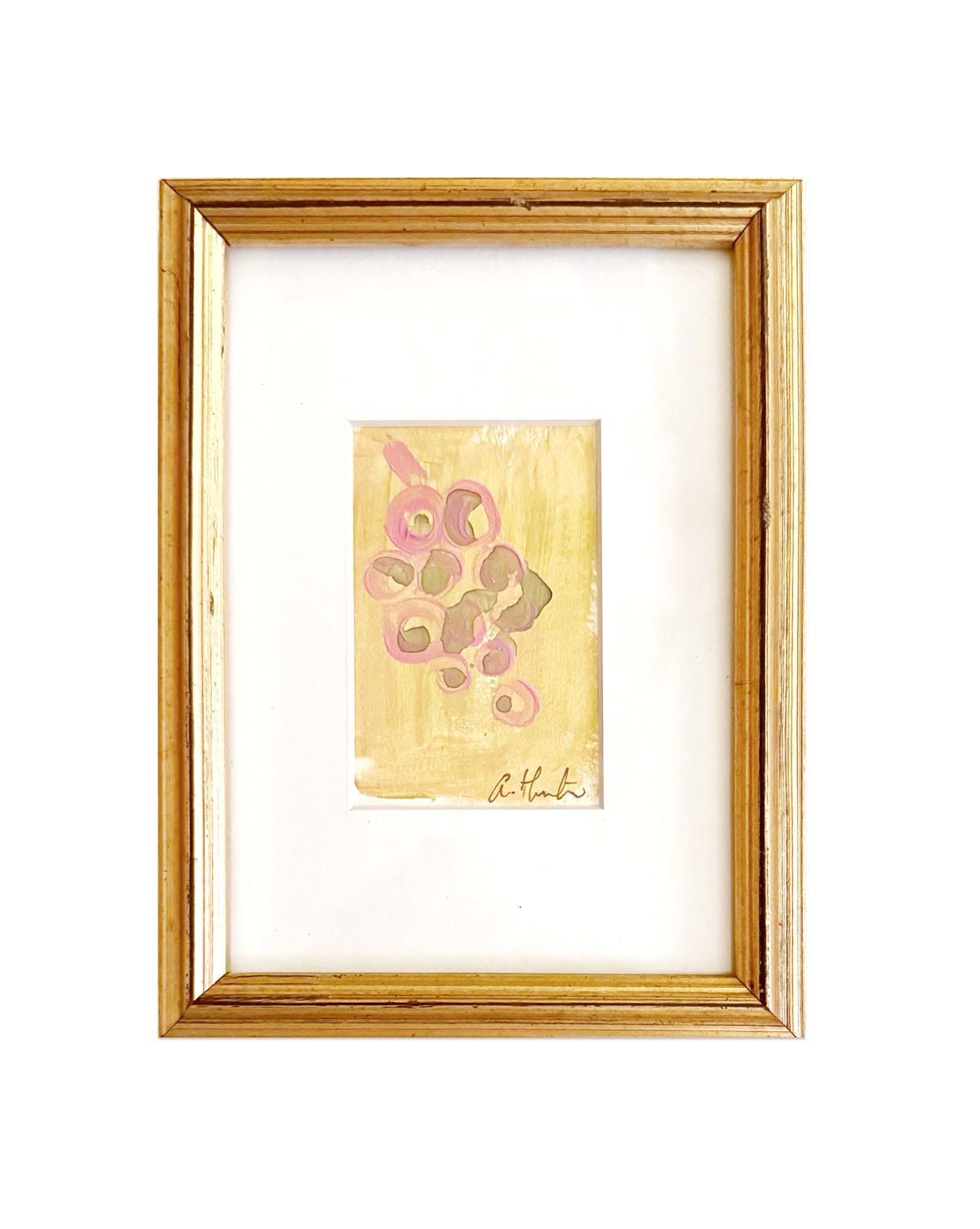 Original Abstract Mixed Media Painting, Framed in 5”x7” Vintage Gold-Leafed Frame, Abstract Wall Art, Framed Abstract Art, Small Framed Art