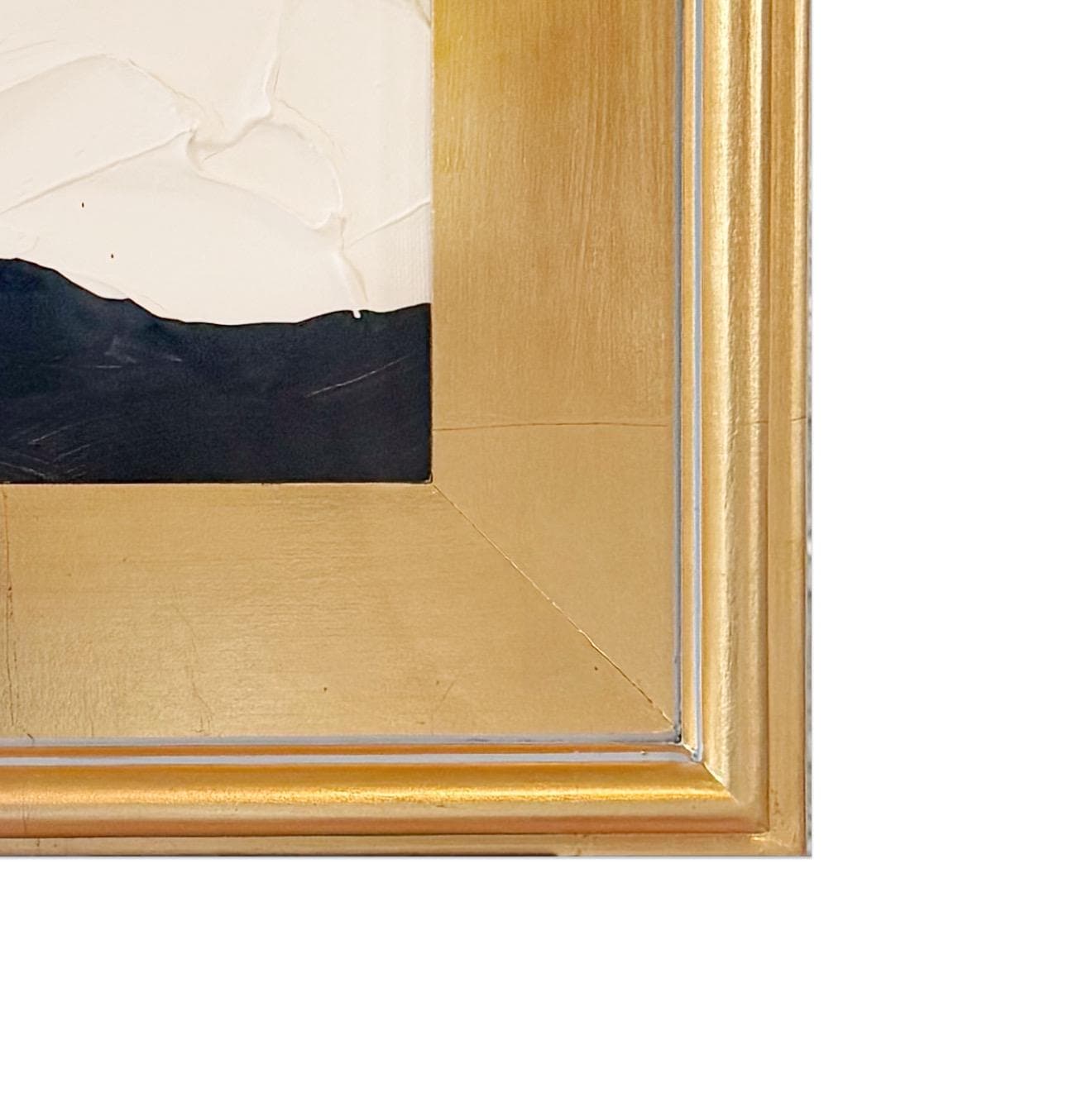 Framed Original Abstract Artwork, Mixed Media Painting (5”x7”) on Canvas, 11”x13”, Gold Frame, Neutral Wall Art, Minimal Art, Metallic Art