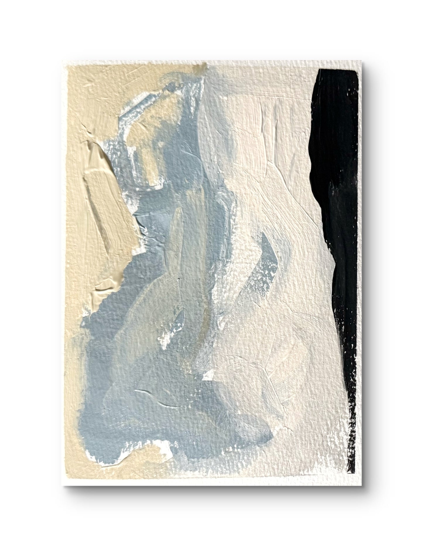 Original Abstract Fine Art Print, Black, White, Taupe, Blue, Monochrome Print (5x7), Abstract Artwork