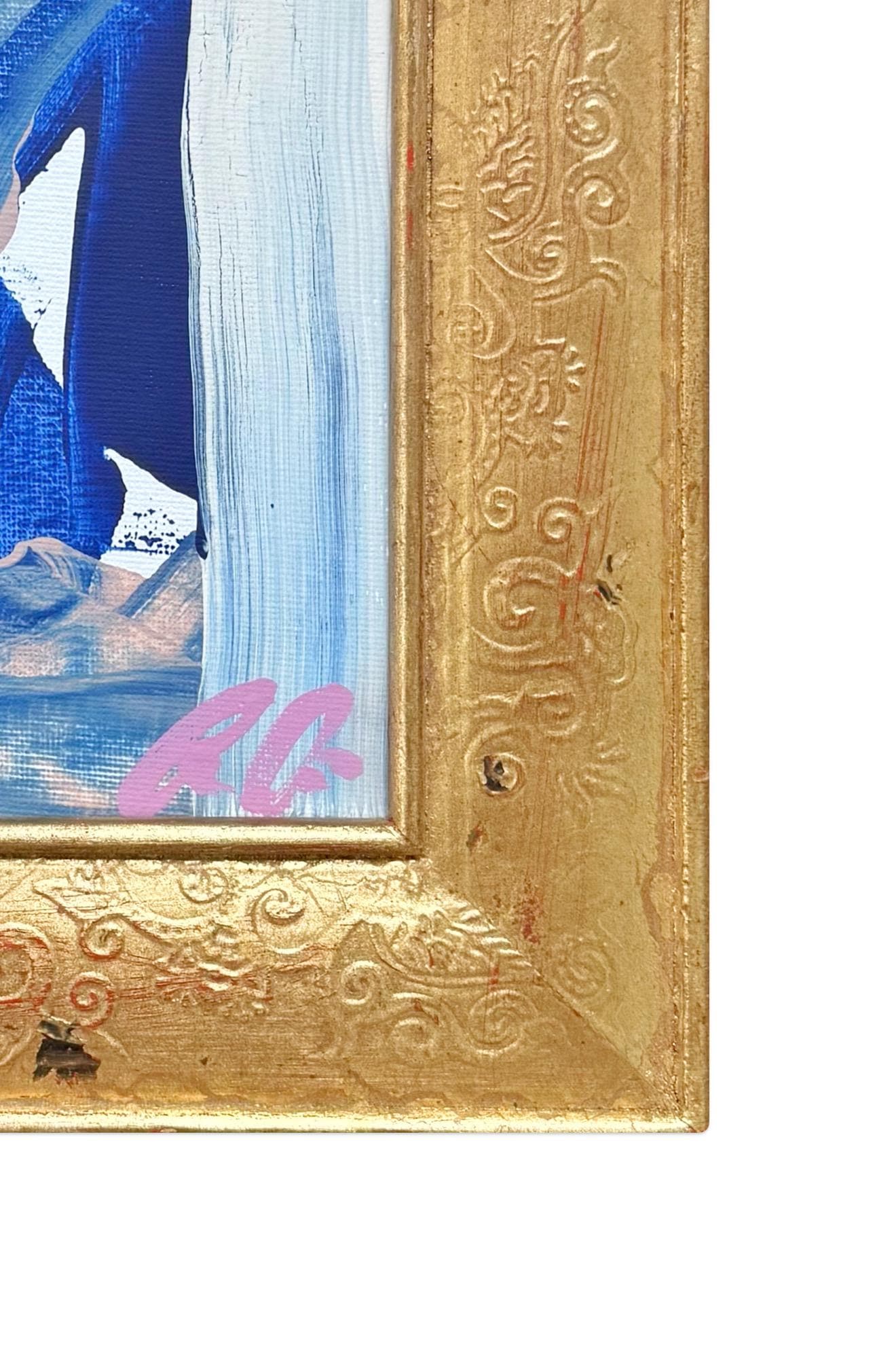Original Abstract Mixed Media Painting, Framed in 5”x7” Vintage Gold-Leafed Frame, Abstract Wall Art, Framed Abstract Art, Small Framed Art