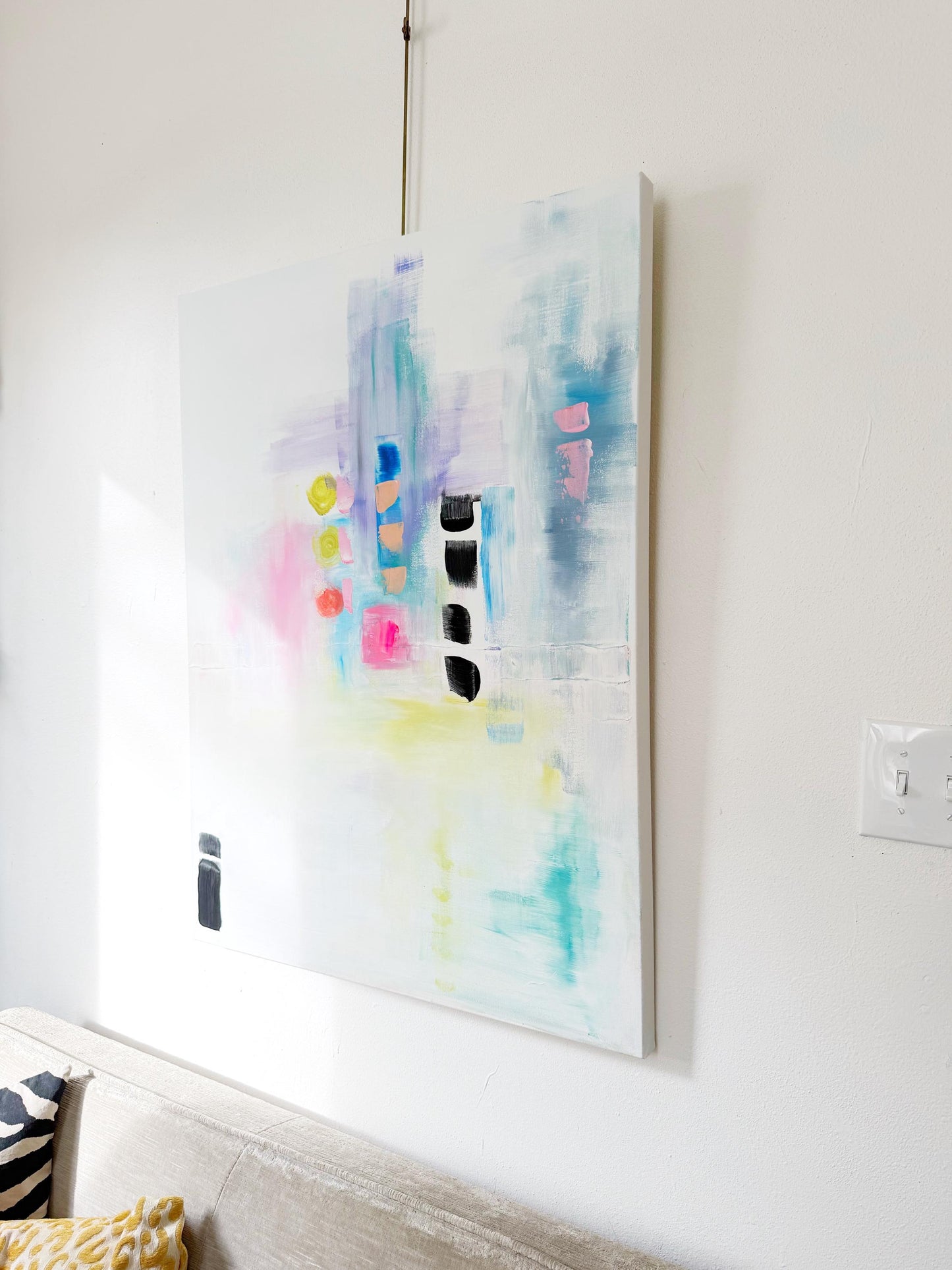 Original Abstract Mixed Media Painting on canvas, Size 30”x40”, White Abstract Painting, Texture Painting on Stretched Canvas