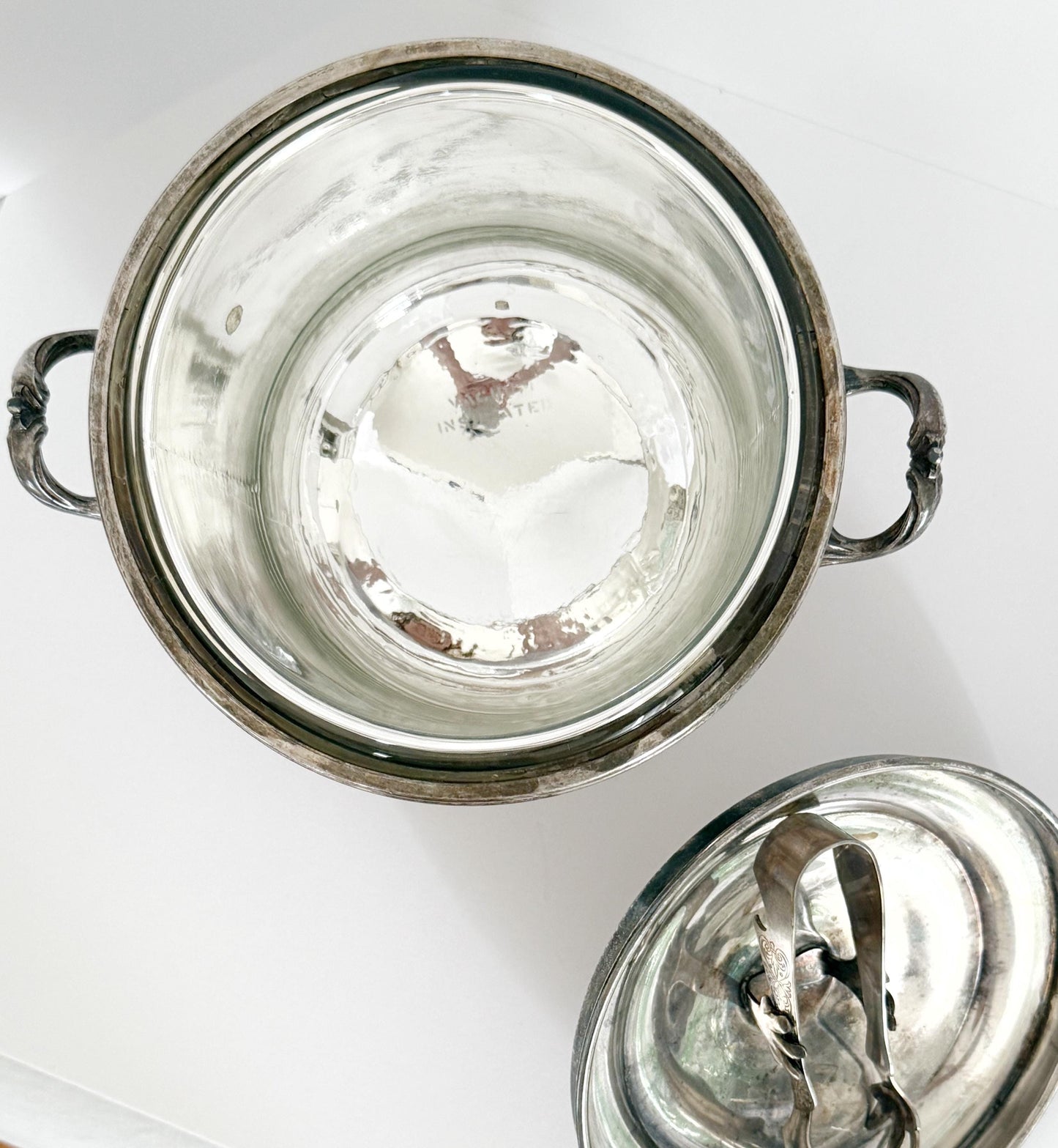Vintage Sheffield Silver-Plated Ice Bucket and Tongs