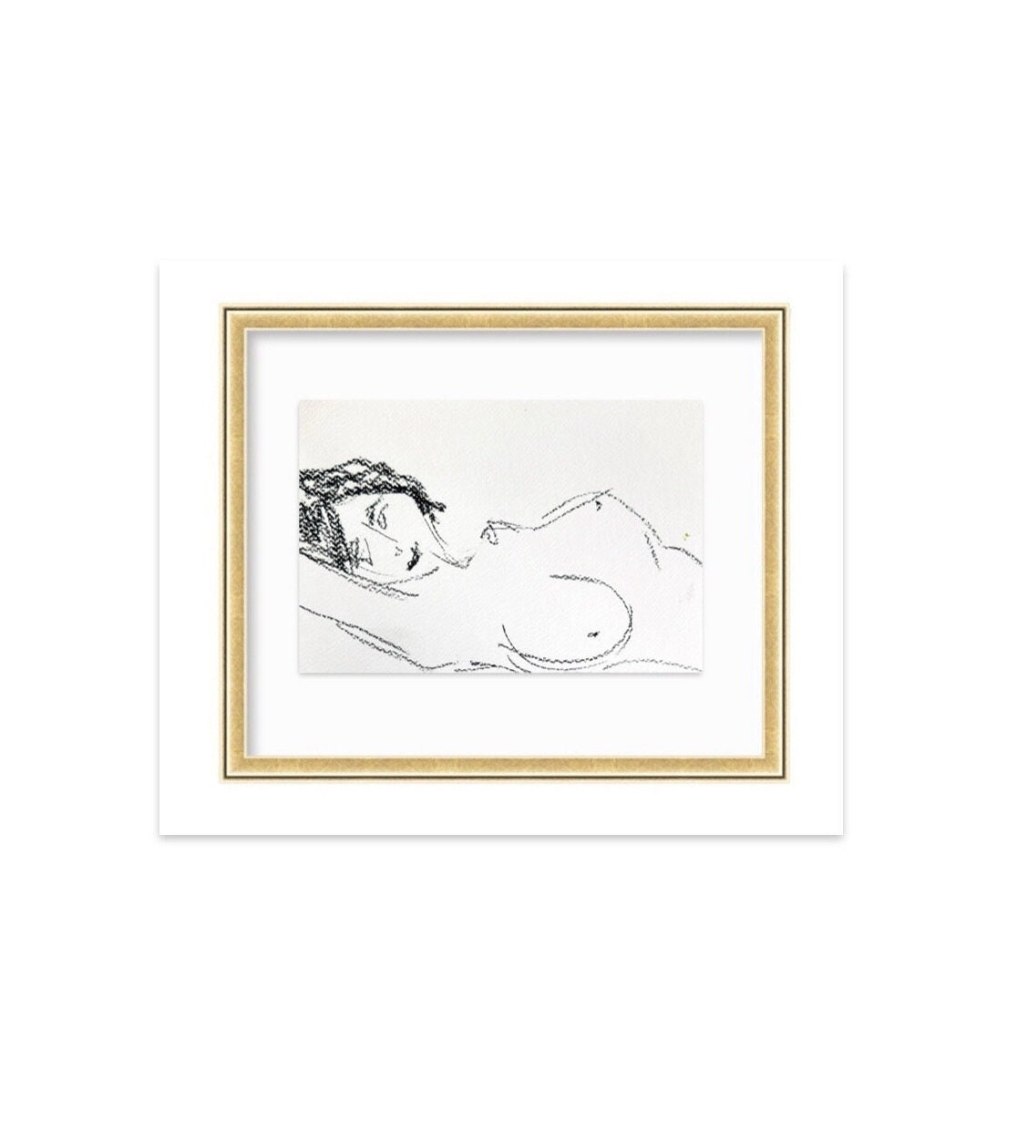 Female Nude Figure Painting, Mixed Media on Paper, Size 6”x8", Nude Woman Silhouette, Minimalist Artwork, Black & White Nude