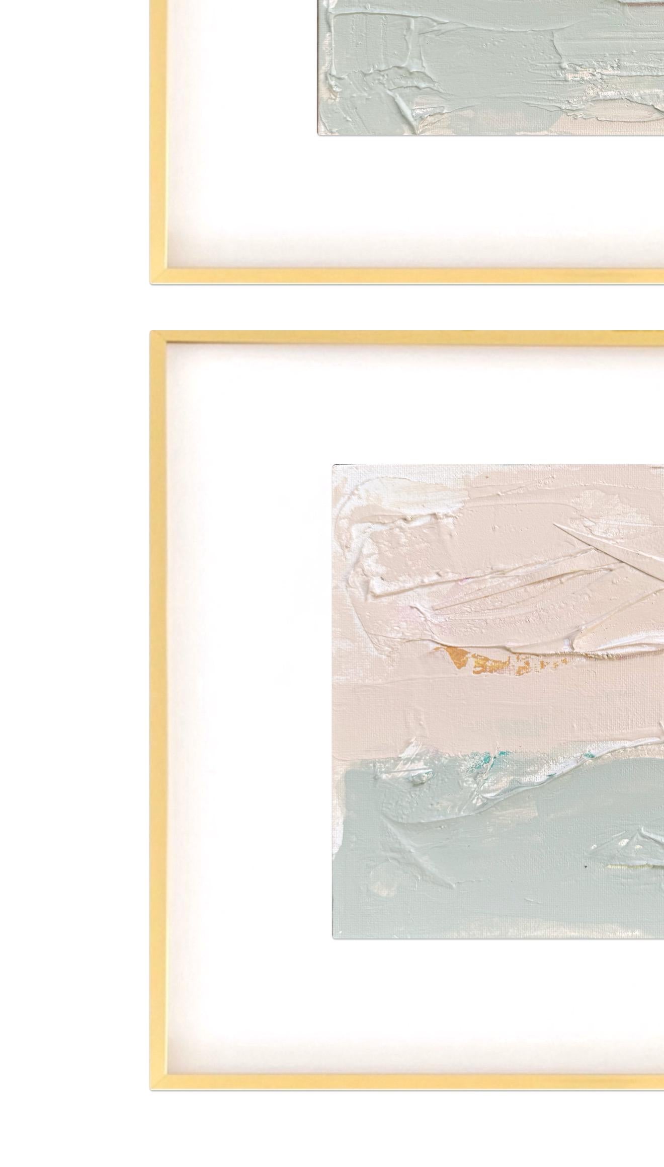 Original Abstract Mixed Media Painting, Set of 2, Abstract Wall Art, 5”x7” (Mat size 11”x14”), Neutral Artwork, Artwork for Interior Design