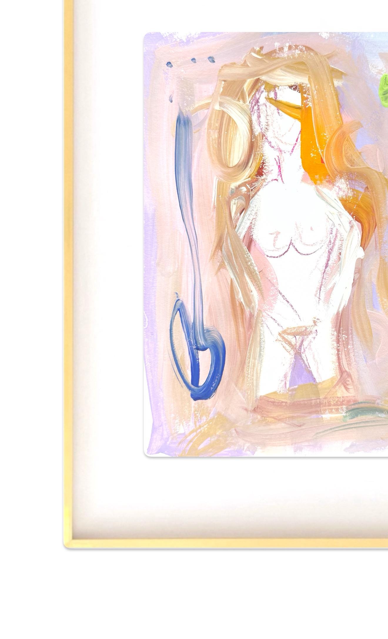 Original Abstract Watercolor Nude Female Painting, Digital Print, Digital Download, Pink, Purple, 8x10, “Anastasia”
