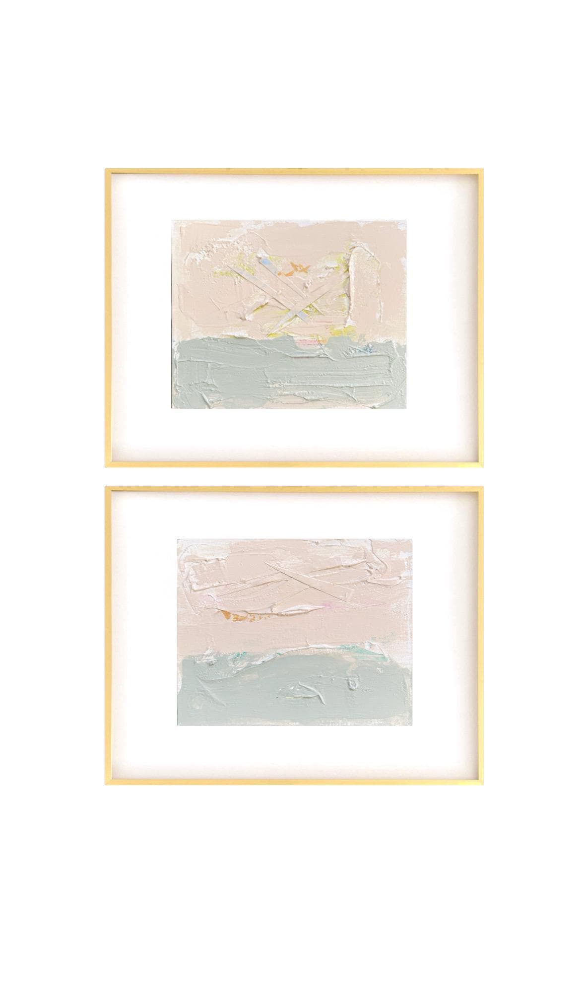 Original Abstract Mixed Media Painting, Set of 2, Abstract Wall Art, 5”x7” (Mat size 11”x14”), Neutral Artwork, Artwork for Interior Design