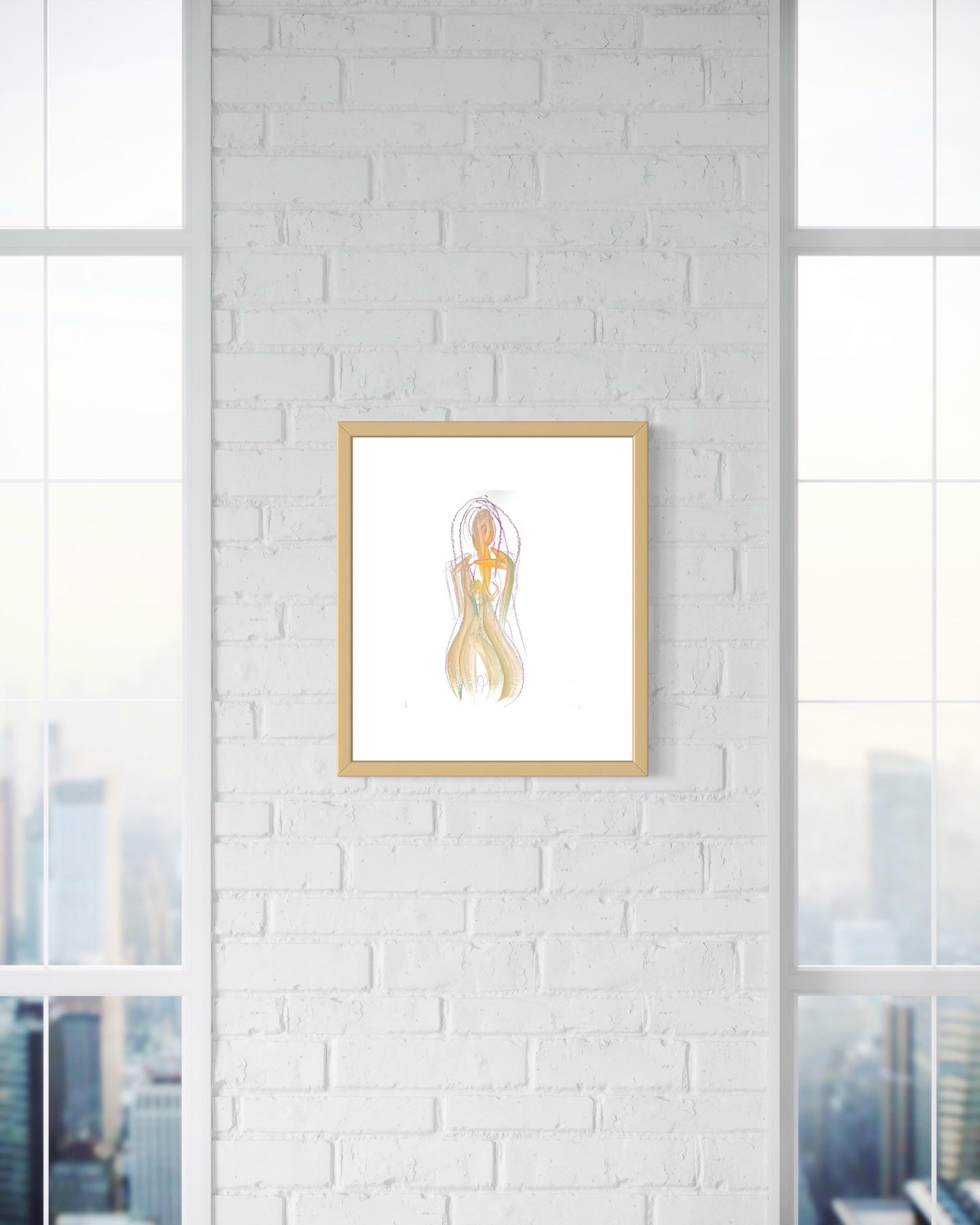 Original Abstract Watercolor Nude Female Painting, Digital Print, Digital Download, Pink, Green, 8x10, “Felicia”, Abstract Artwork