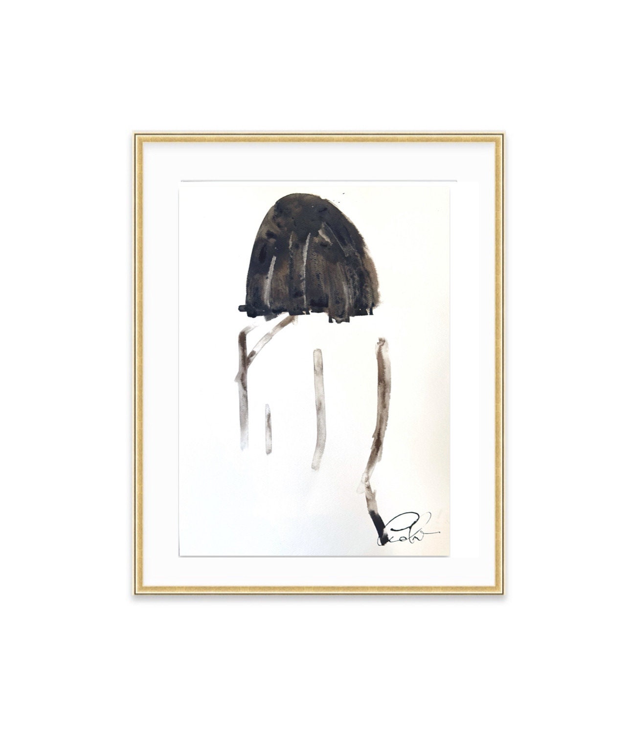Original Abstract Nude Woman Watercolor Painting, Abstract Art, Nude Figure Painting, Powder Room Art, Neutral Art, Black & White Art, 18x24