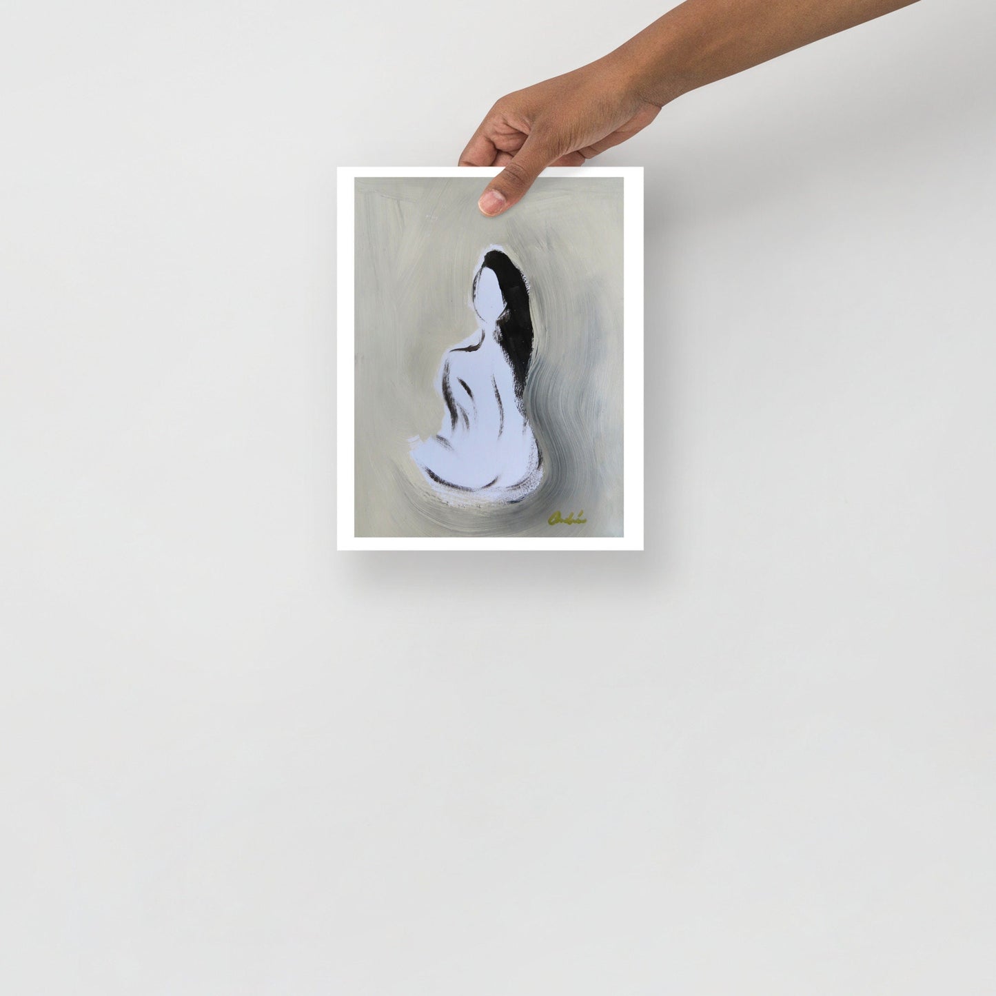 Fine Art Nude Print, Original Abstract Nude Woman Painting Print, Size 8”x10” or 11”x14”, Nude Figure Artwork, Nude Woman Art, Black & White