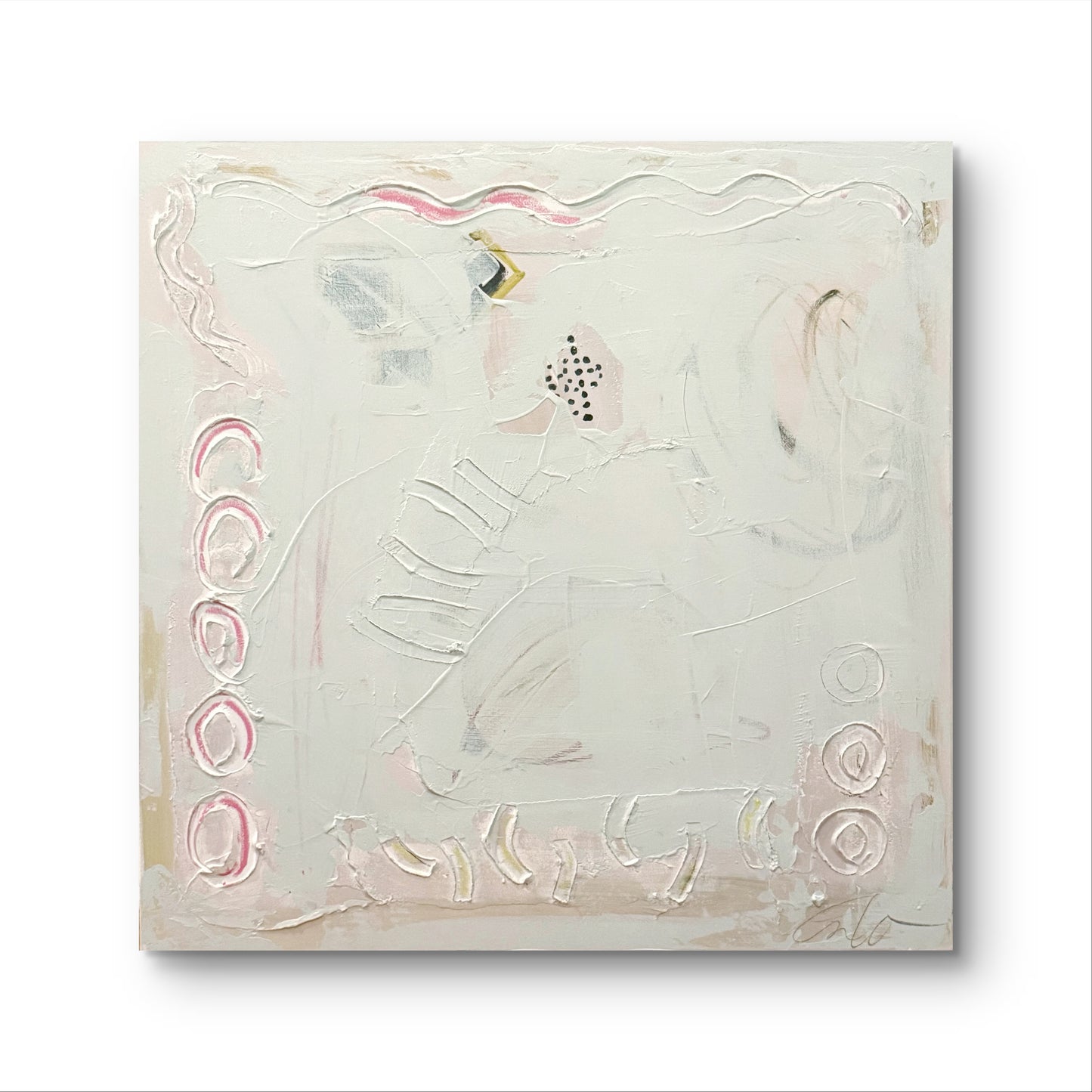 Original Abstract Mixed Media Painting on Canvas, 36”x36”, Neutral Abstract Art