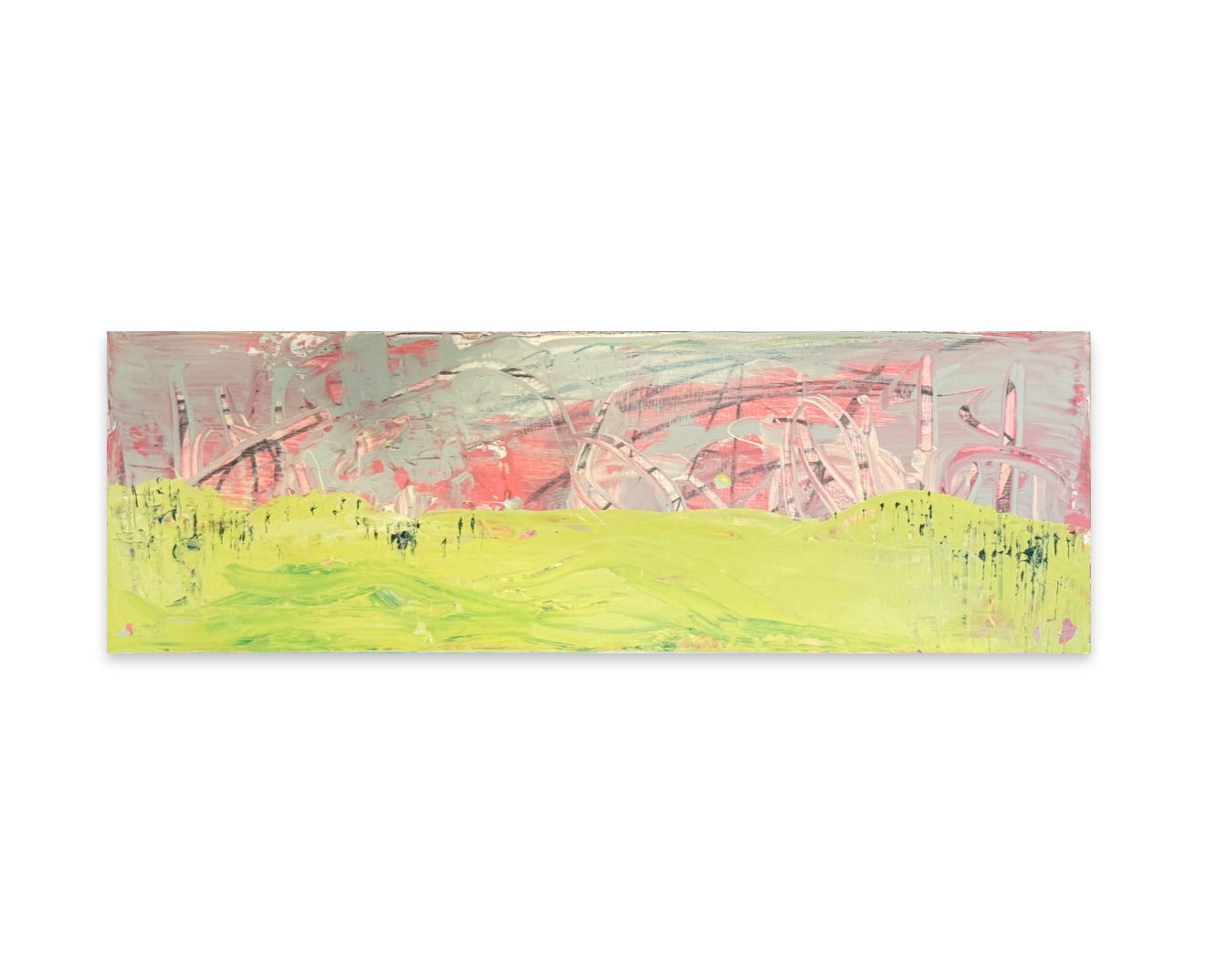 Original Abstract Mixed Media Landscape Painting on Canvas, 10x30