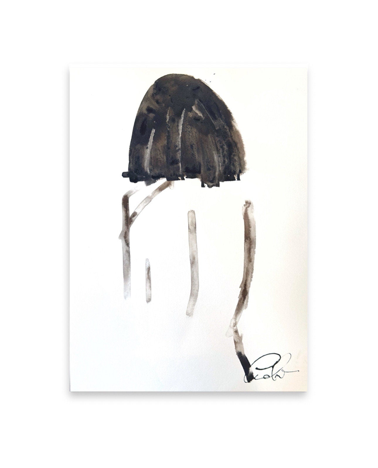 Original Abstract Nude Woman Watercolor Painting, Abstract Art, Nude Figure Painting, Powder Room Art, Neutral Art, Black & White Art, 18x24