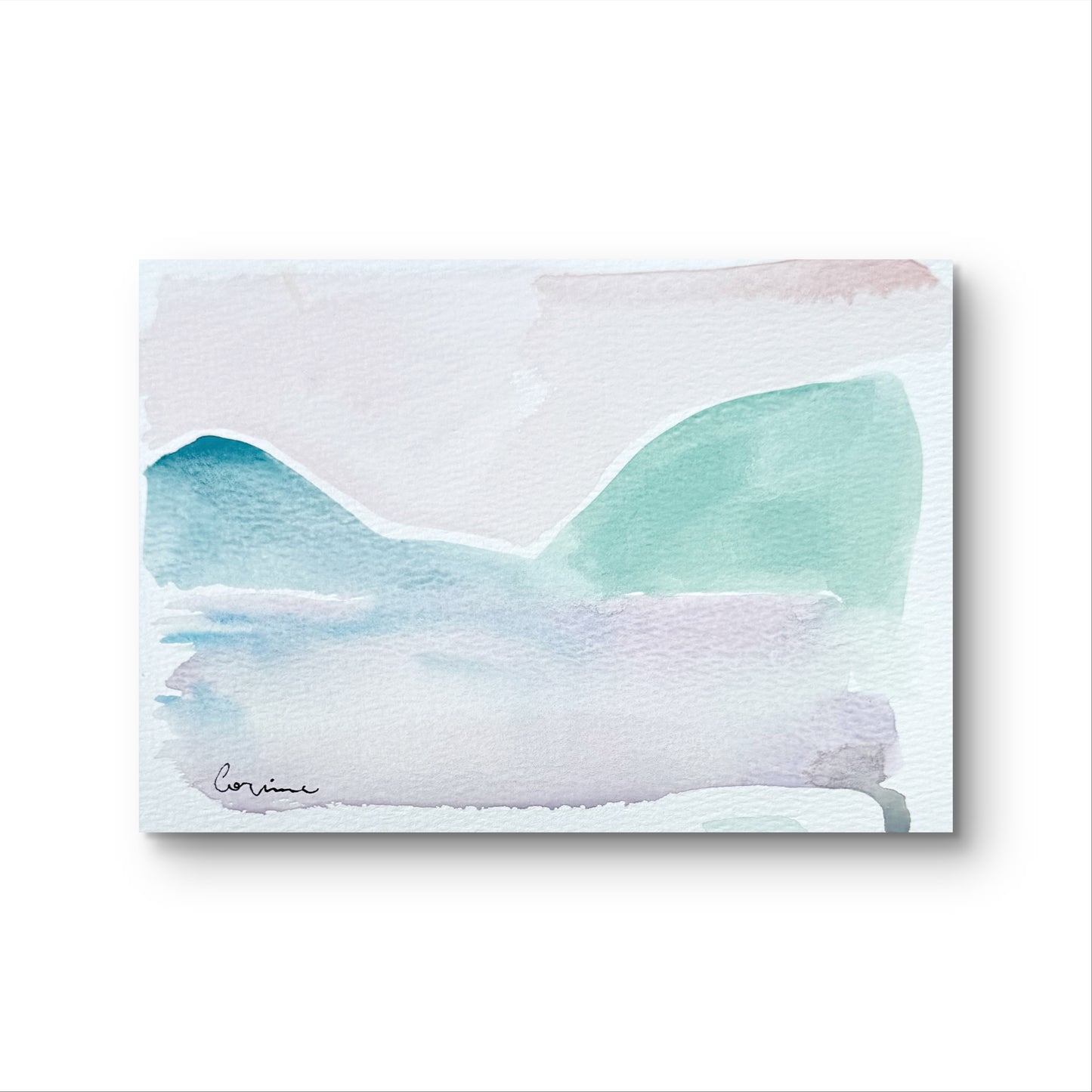 Original Abstract Watercolor Landscape Painting, Digital Print, Digital Download, Blue, Green, and Lavender, 5x7