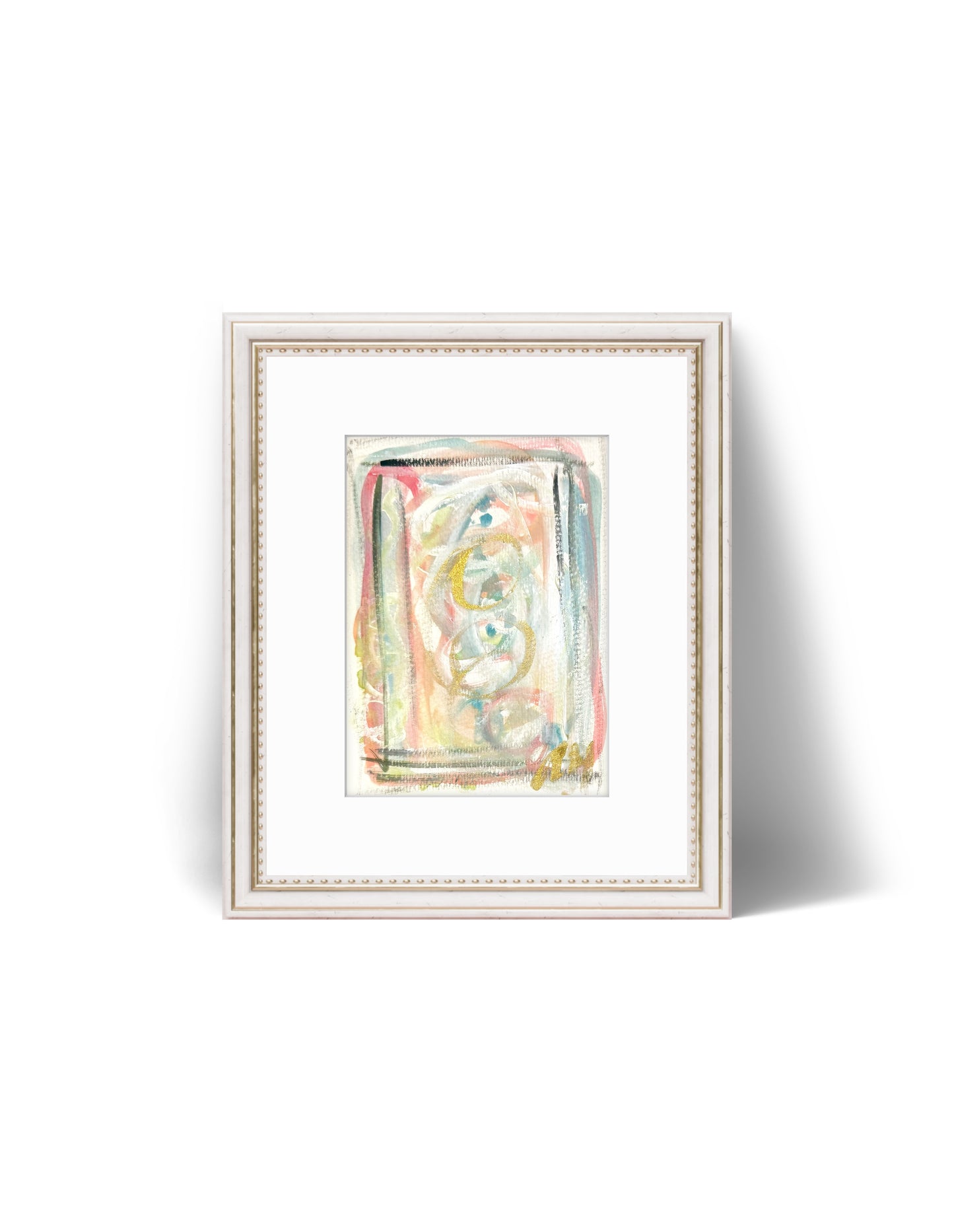 Original Abstract Watercolor Painting Fine Art Giclee Print, Size 5x7, Green, Peach, Pink