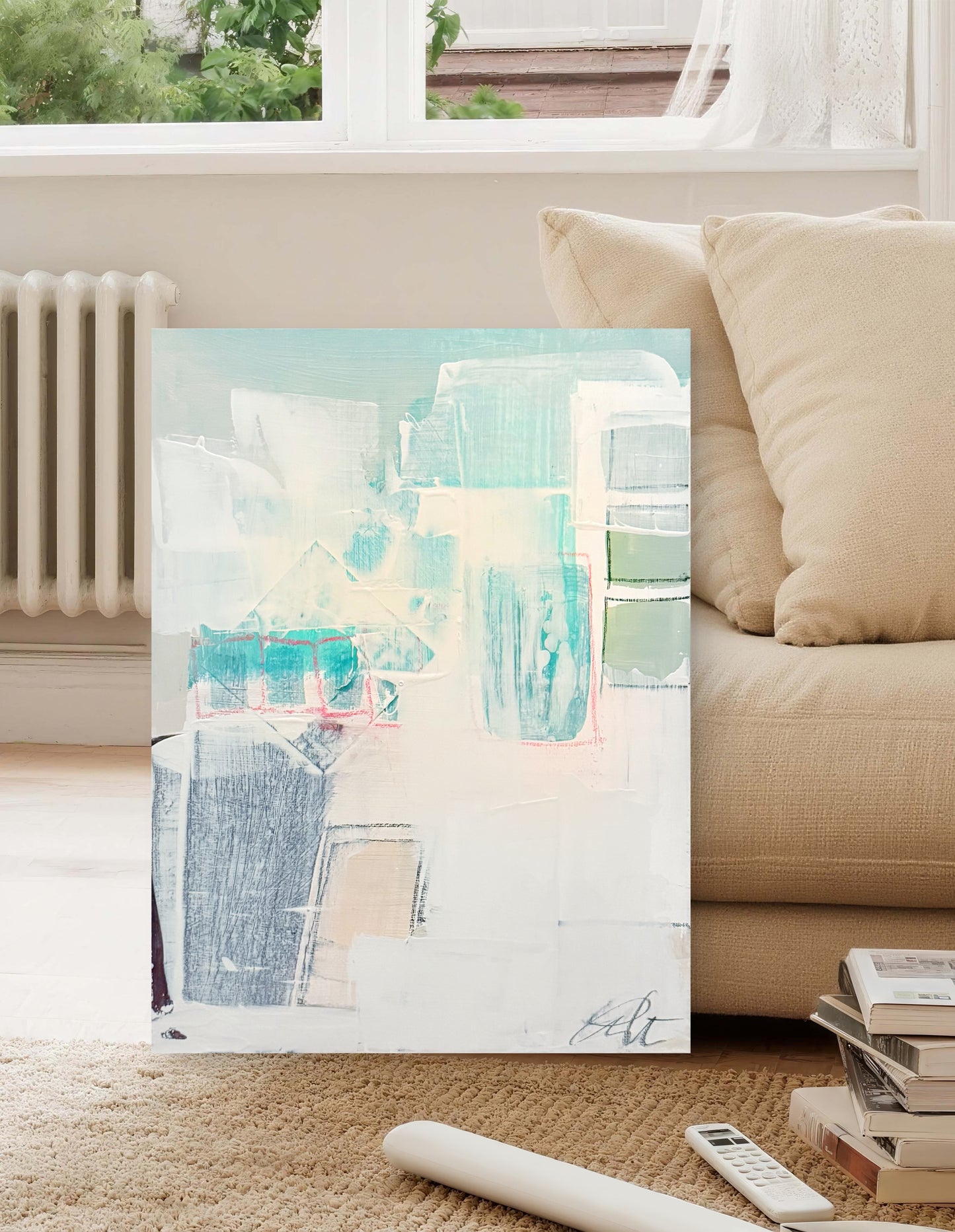 Original Abstract Mixed Media Painting on Canvas, 18”x24”