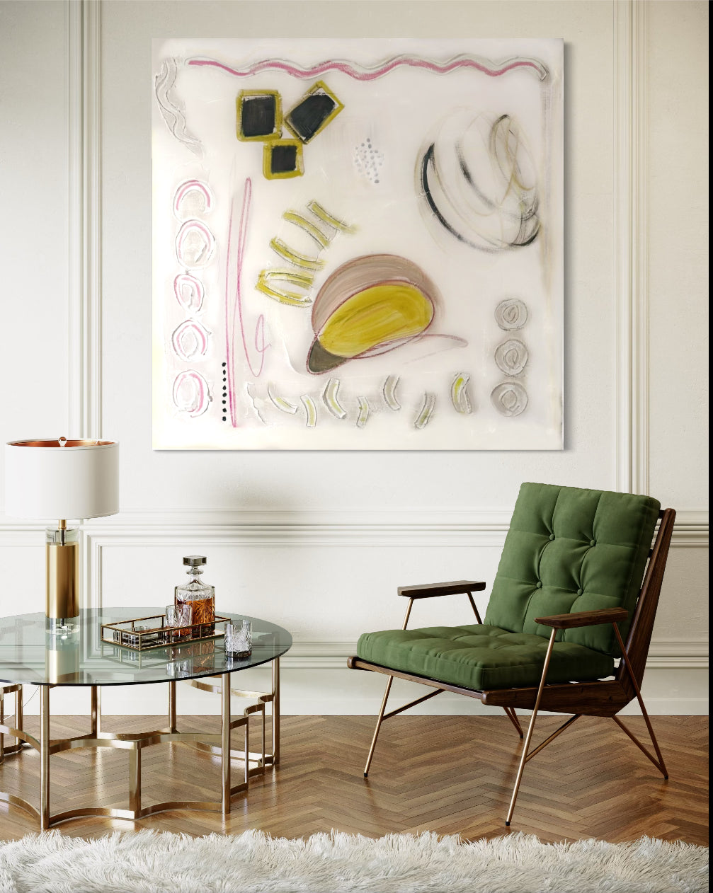 Abstract Mixed Media Painting on Canvas 36”x36”