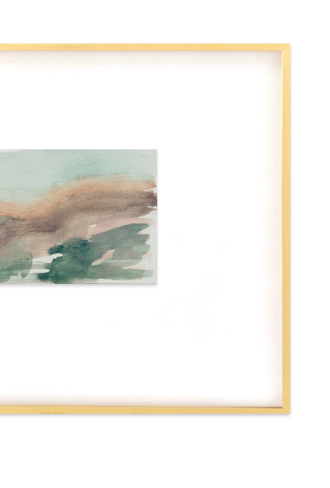 Original Abstract Watercolor Painting, Framed in Gold Metal Gallery Frame