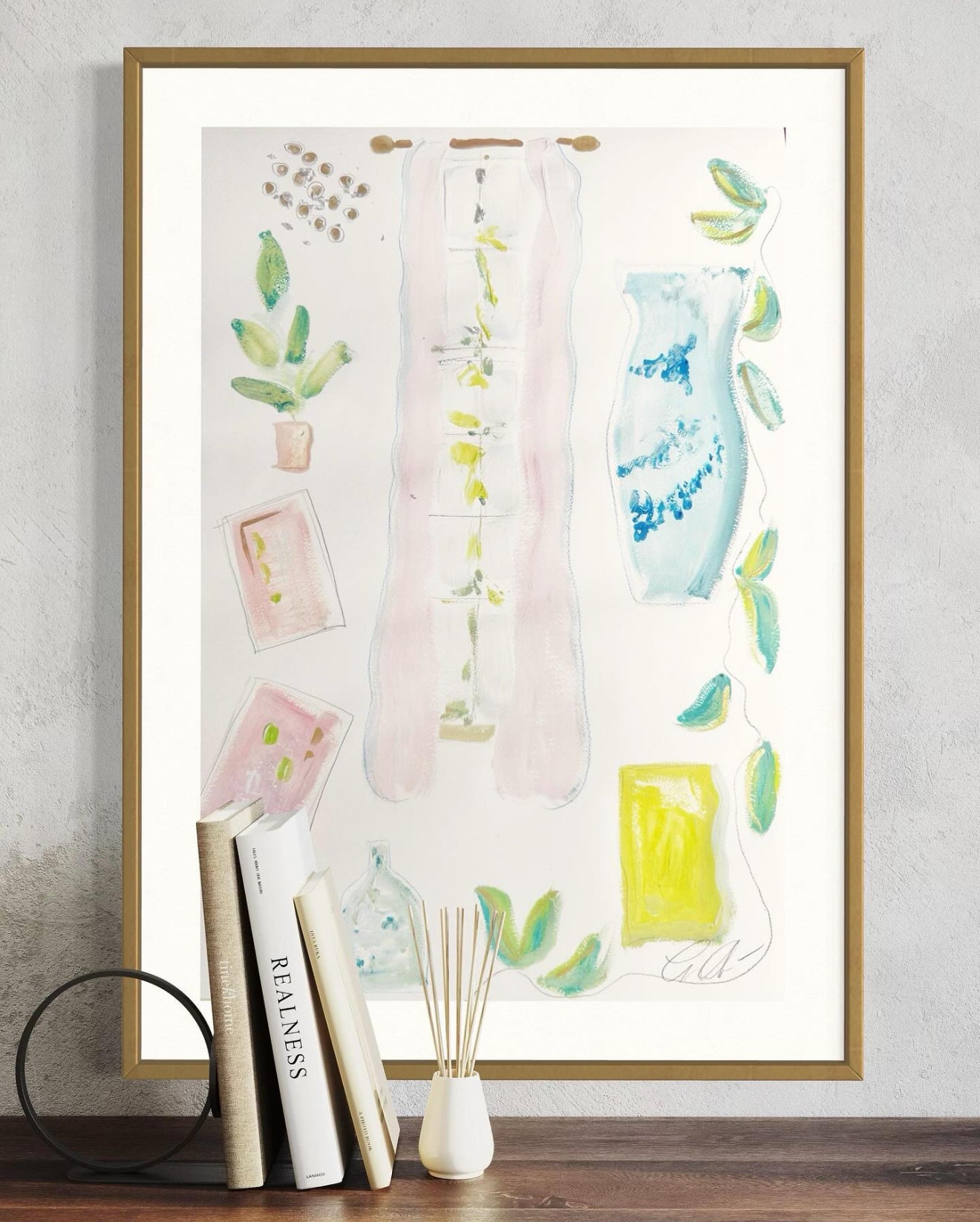 Original Abstract Mixed Media Painting on Canvas, 24"x30"
