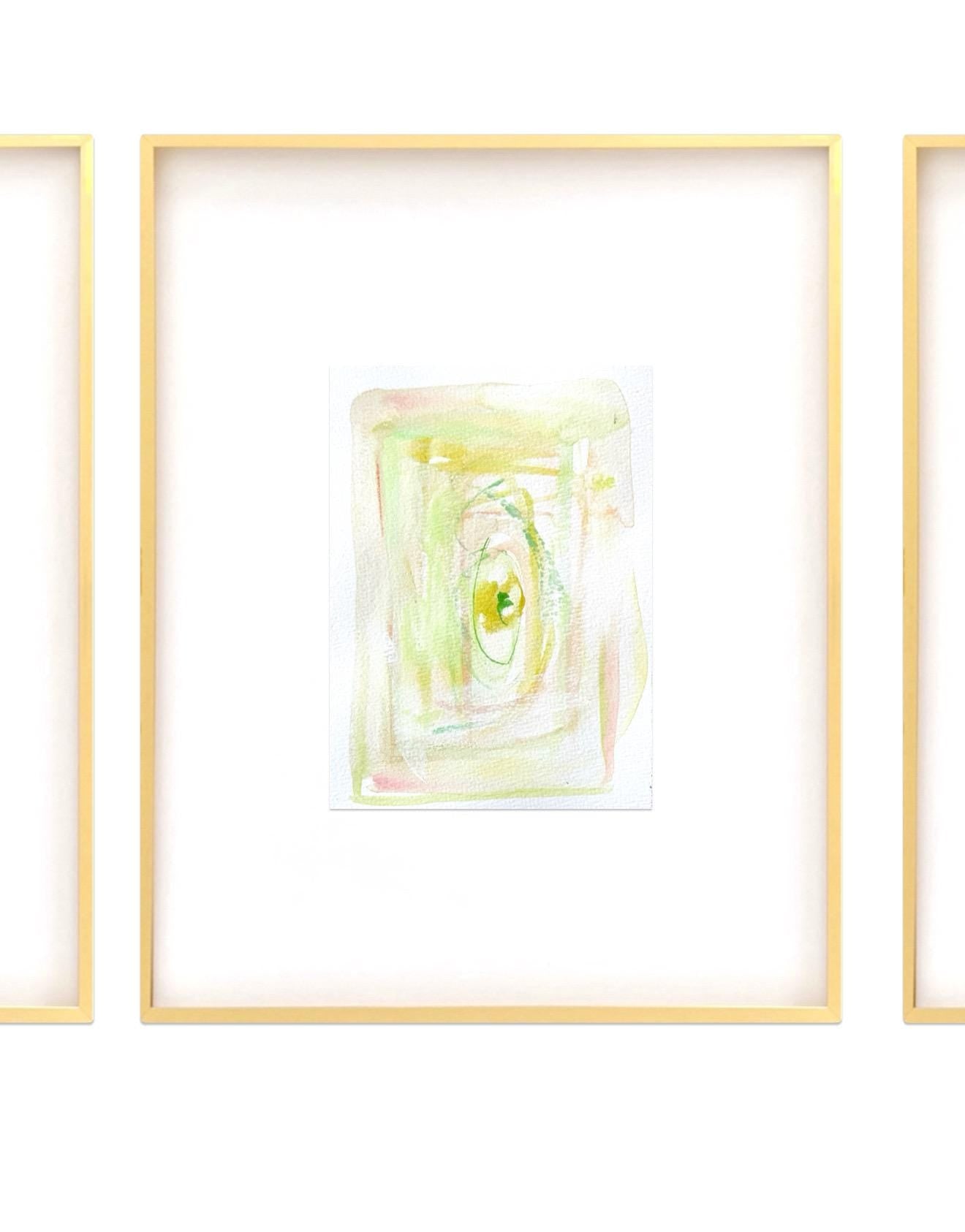 Abstract Watercolor Painting, Set of 3, 5"x7”, White Mat 11”x14”, Abstract Wall Art, Original Watercolor Painting, Turquoise, Pink, Pastel