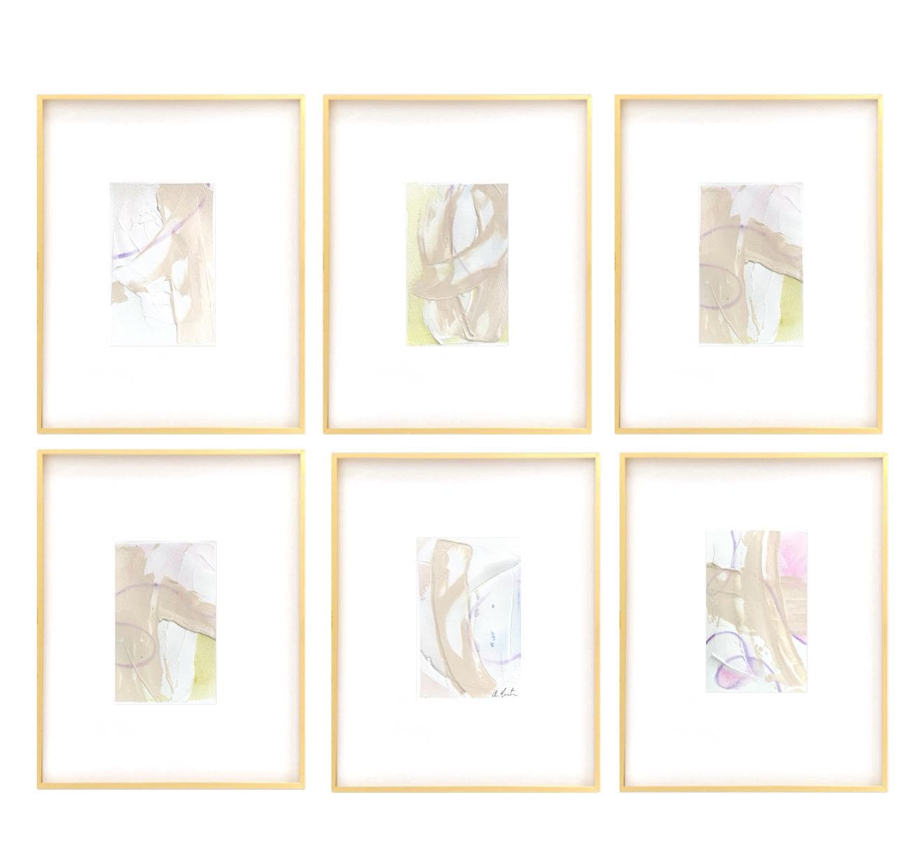Original Abstract Artwork, Set of 6, Mixed Media, 5" x 7", Original Artwork, Pink Art, Blue Art, Neutral Artwork, Pastel Wall Decor