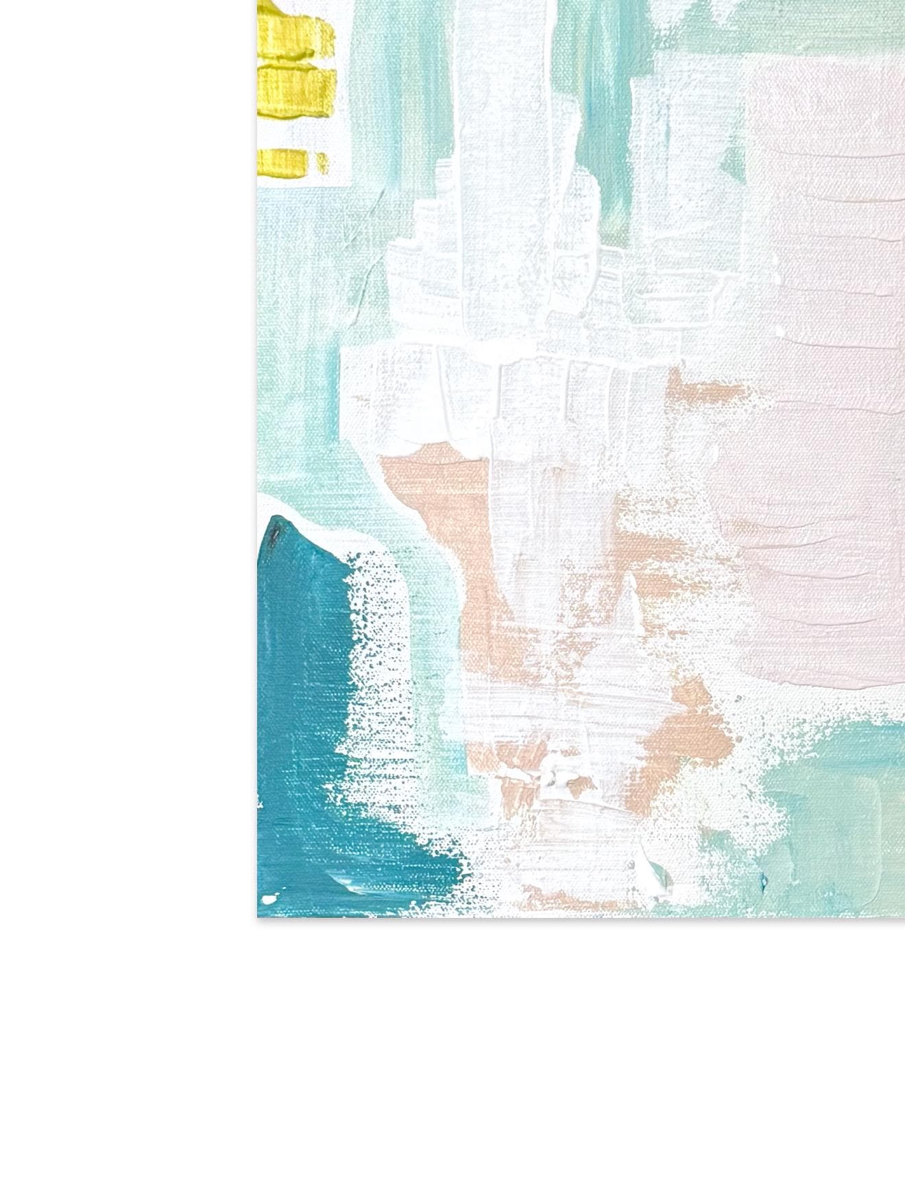 Original Abstract Mixed Media Paintings on Canvas, Pair of 12”x18”, Green & Pink Painting, Abstract Art, Pastel Artwork