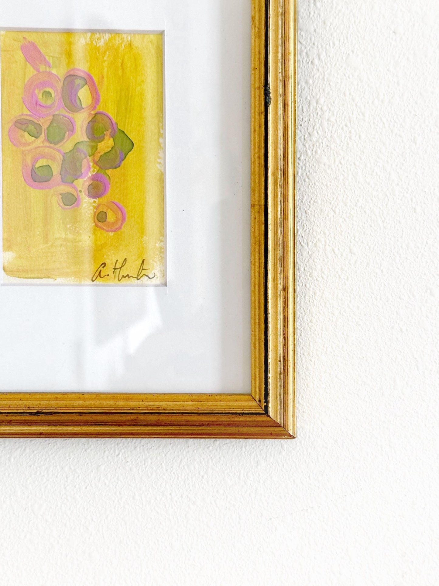 Original Abstract Mixed Media Painting, Framed in 5”x7” Vintage Gold-Leafed Frame, Abstract Wall Art, Framed Abstract Art, Small Framed Art