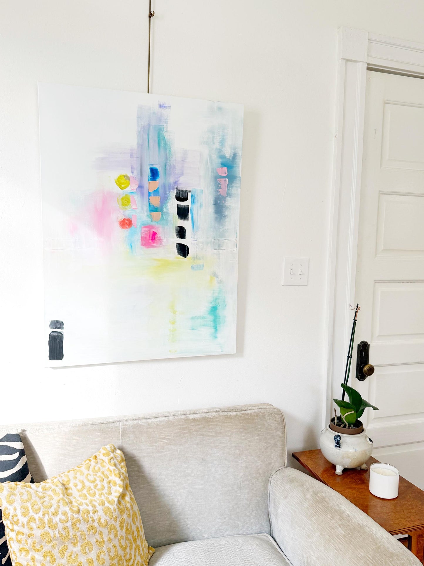 Original Abstract Mixed Media Painting on canvas, Size 30”x40”, White Abstract Painting, Texture Painting on Stretched Canvas