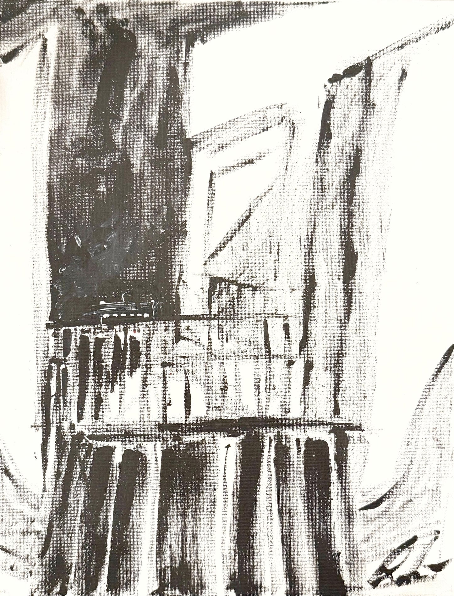 Original Abstract Architectural Fine Art Print, Black & White Monochrome Print (8x10)