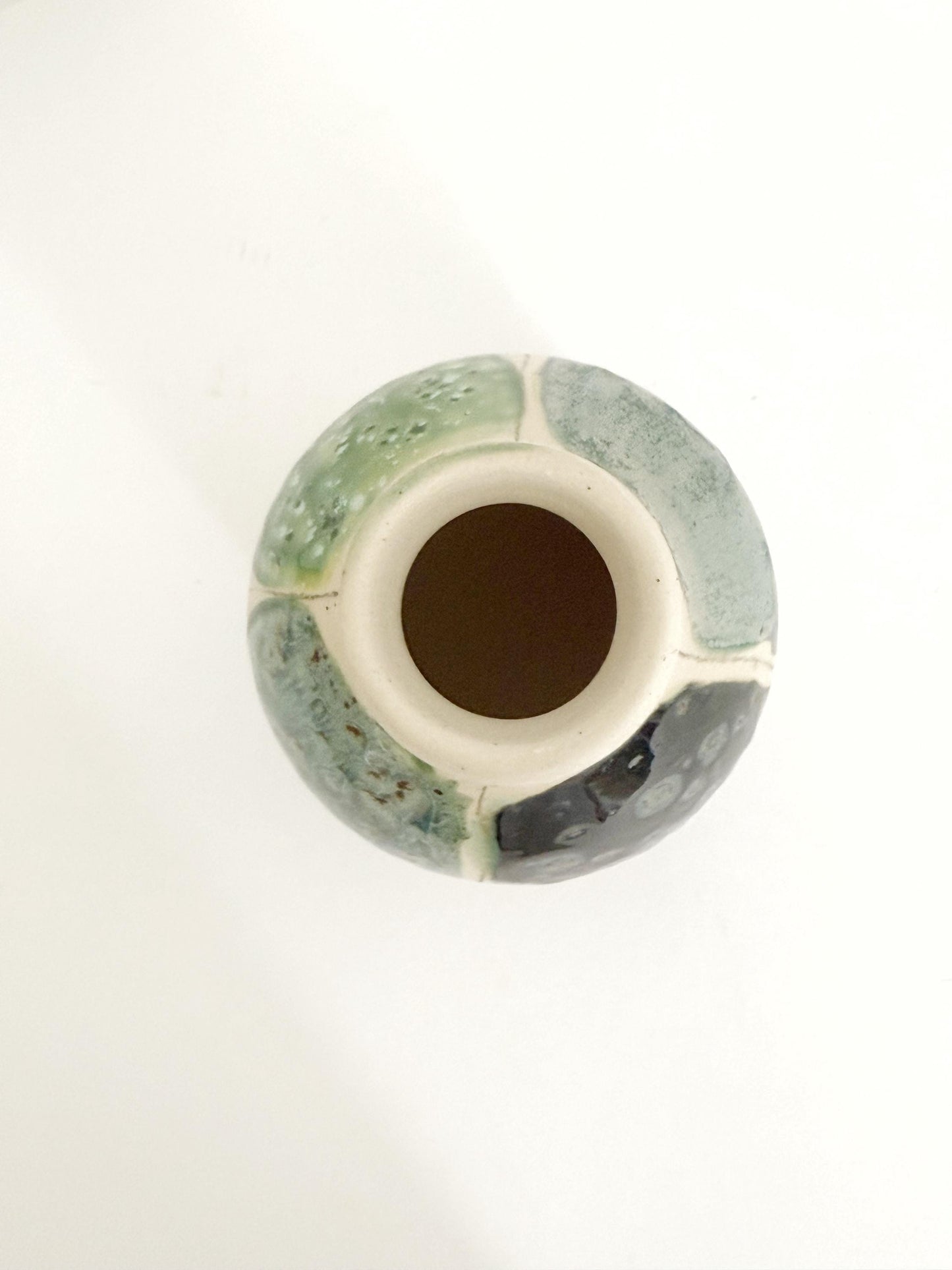 Handpainted Clay Vase in Blue & Green Hues