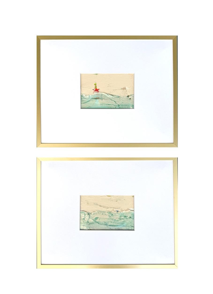 Original Abstract Mixed Media Landscape Paintings, Set of 2, Abstract Wall Art, 4”x6”, Neutral Artwork, Artwork for Interior Design