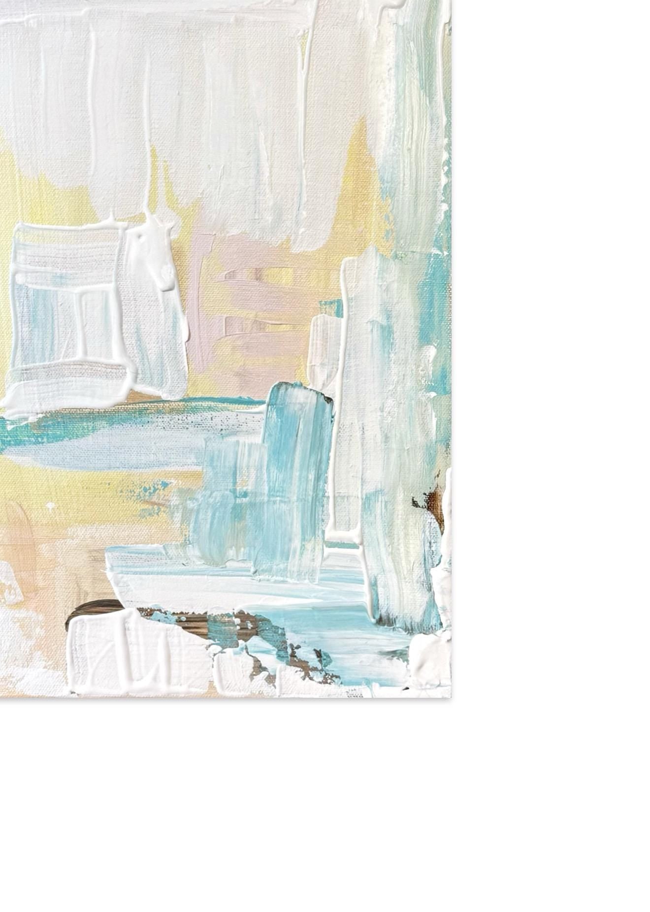 Original Abstract Mixed Media Paintings on Canvas, Pair of 12”x18”, Green & Pink Painting, Abstract Art, Pastel Artwork