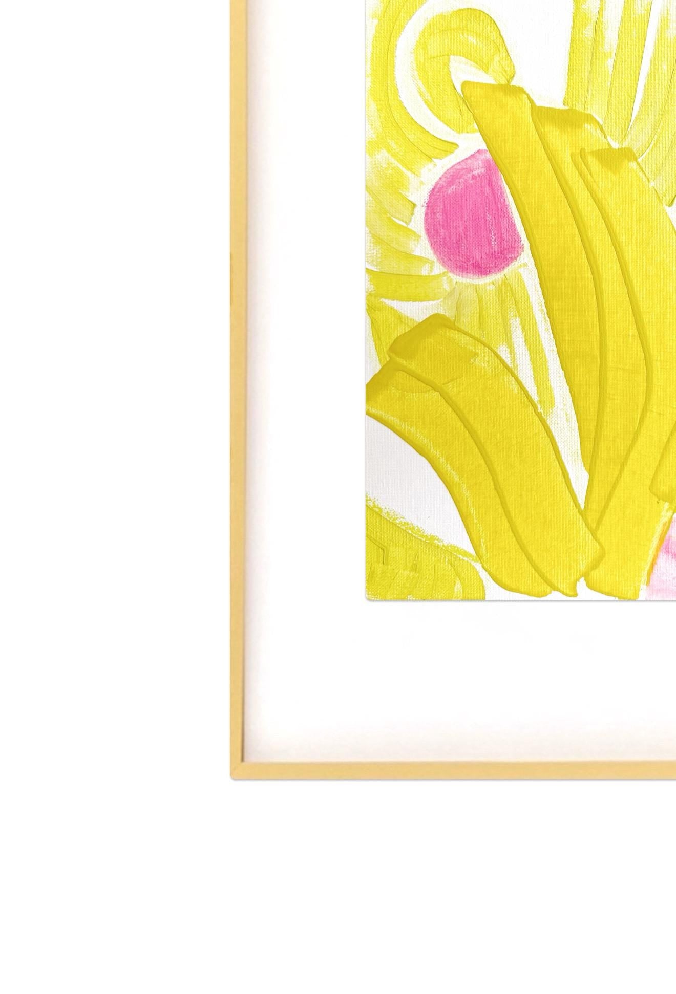 Original Abstract Mixed Media Painting on Canvas, Original Painting, Original Artwork, Pink and Chartreuse Painting