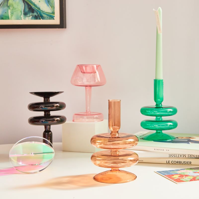 Vintage-Inspired Handblown Glass Candlesticks